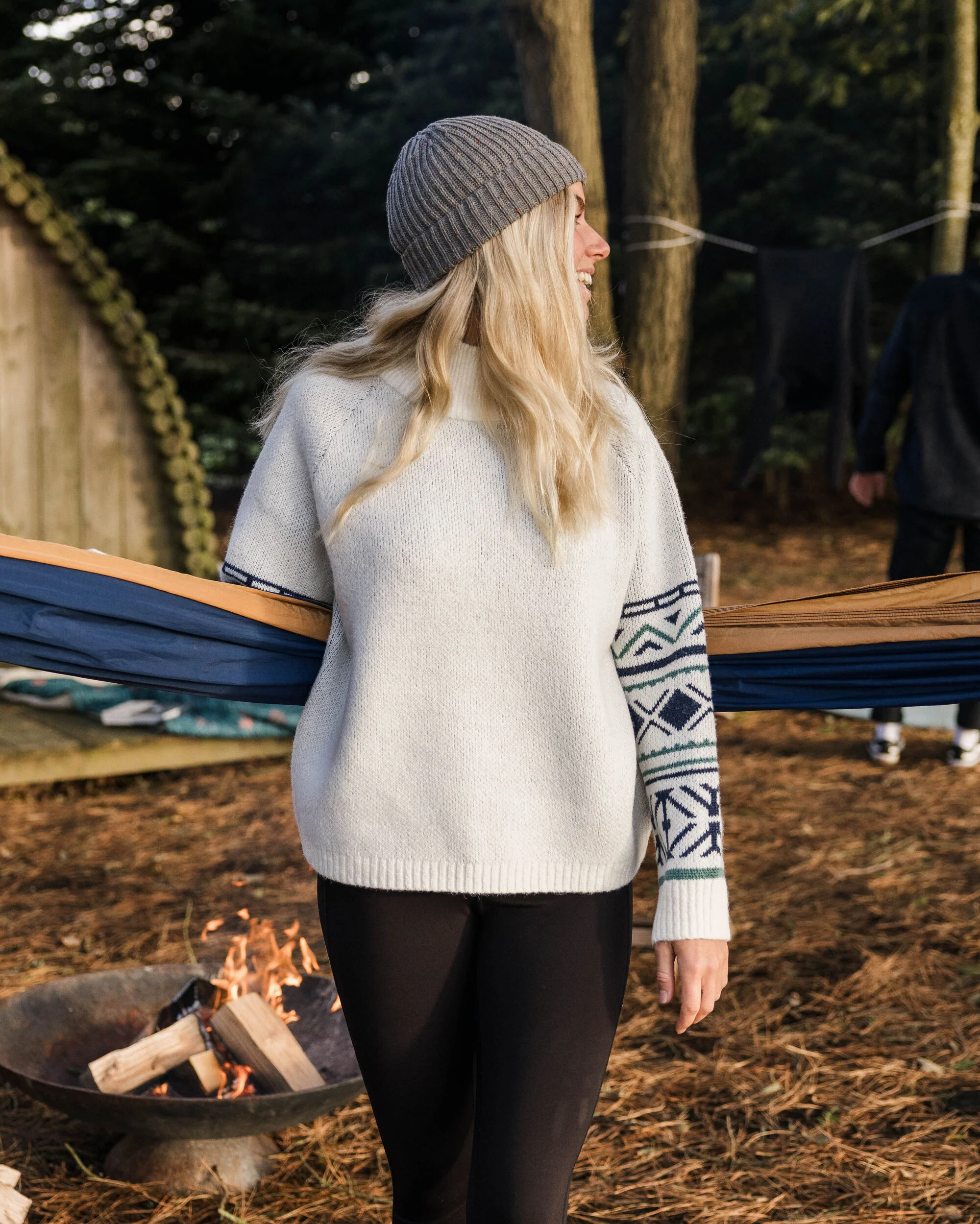 Ambiance Knitted Jumper - Homespun Stripe Off White - Image 3