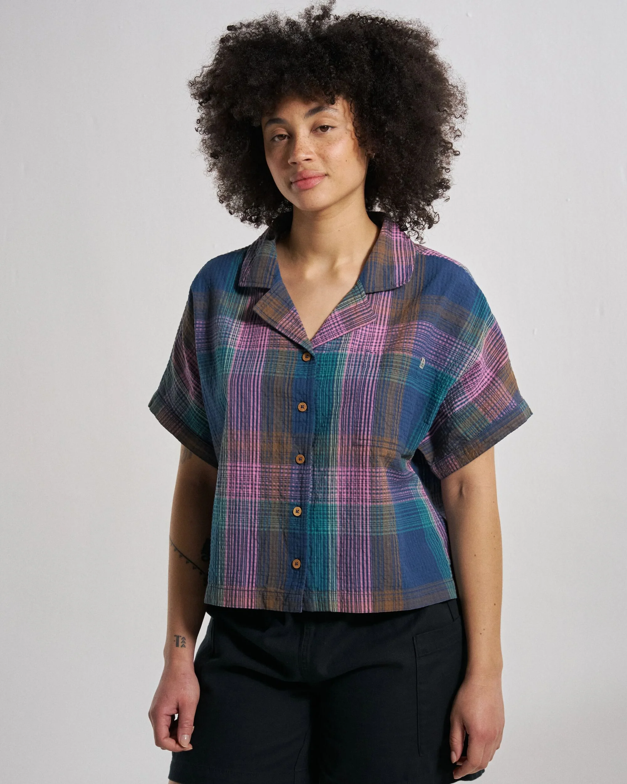 Arden Short Sleeve Shirt - Rich Navy Multi Check - Image 4
