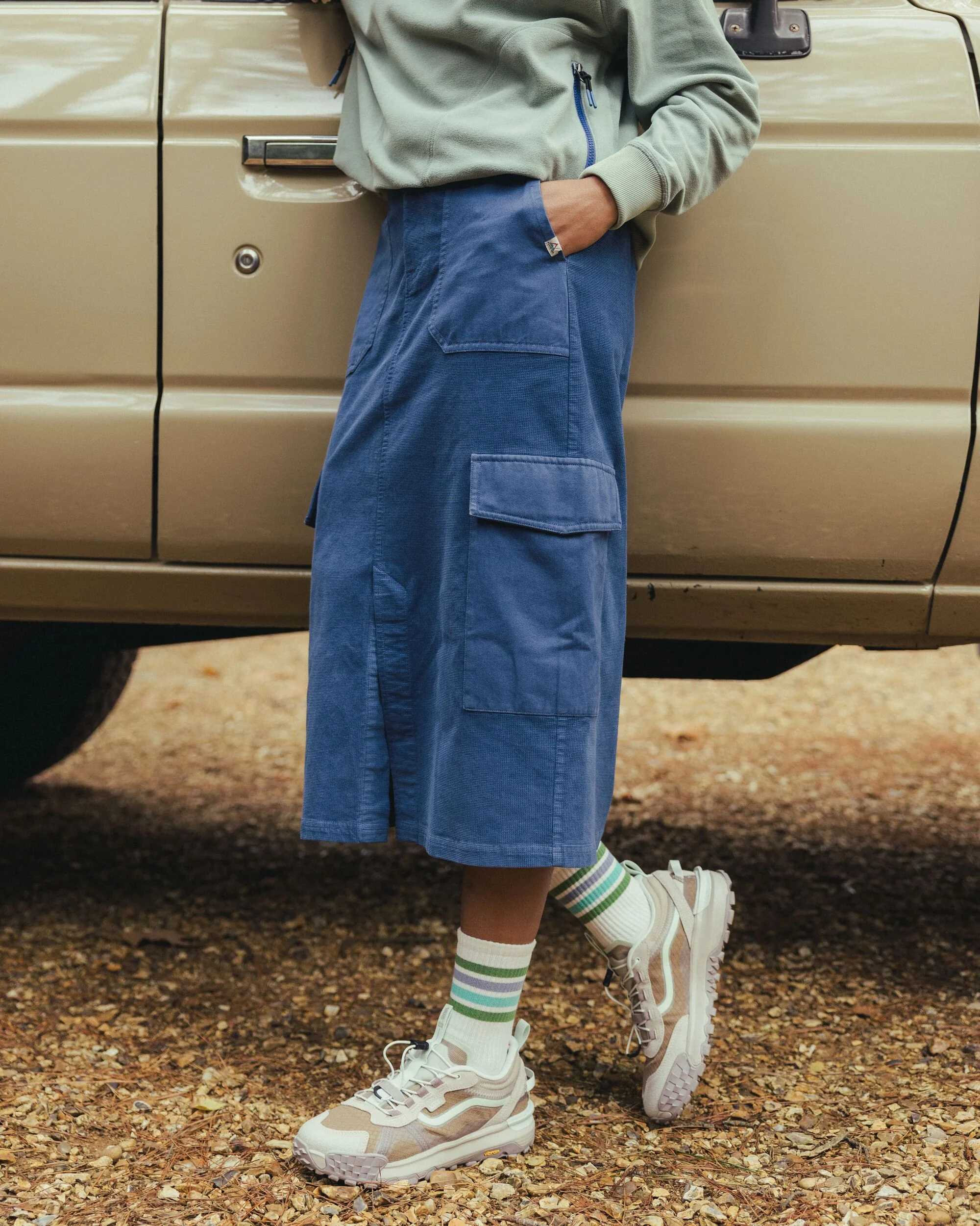 Avian Cord Midi Skirt - Dark Denim