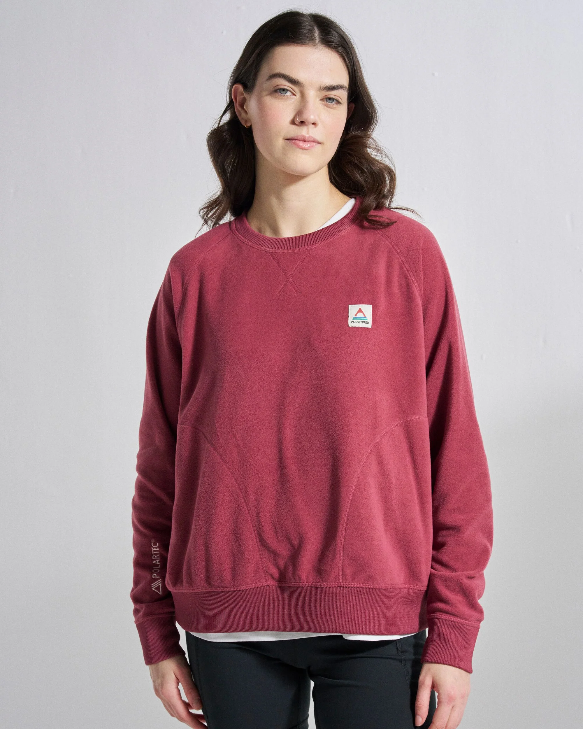 Ayla Micro Polartec® Crew Fleece - Maroon
