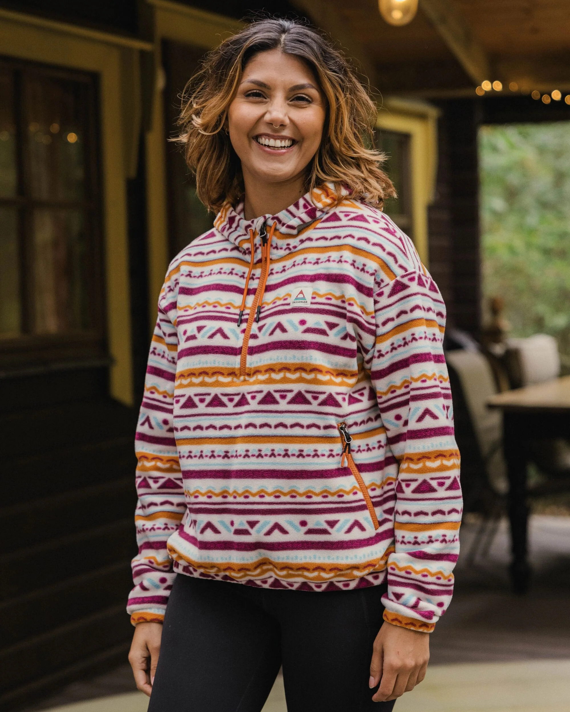 Ayla Micro Polartec® Hooded Fleece - Geo Tracks Birch - Image 3