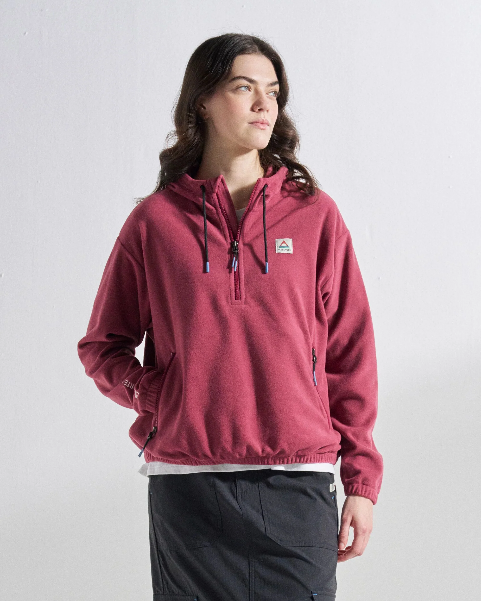 Ayla Micro Polartec® Hooded Fleece - Maroon