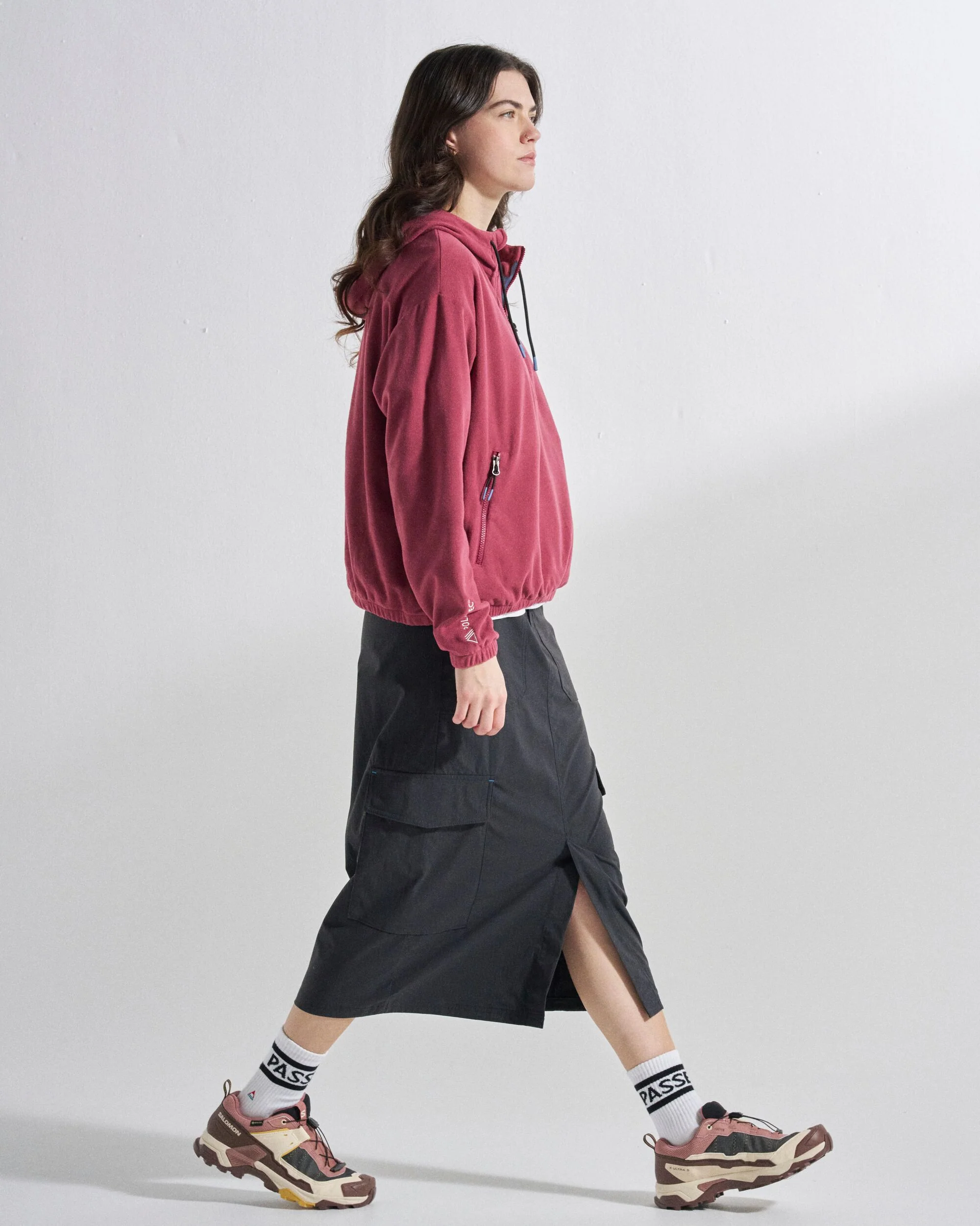 Ayla Micro Polartec® Hooded Fleece - Maroon - Image 3