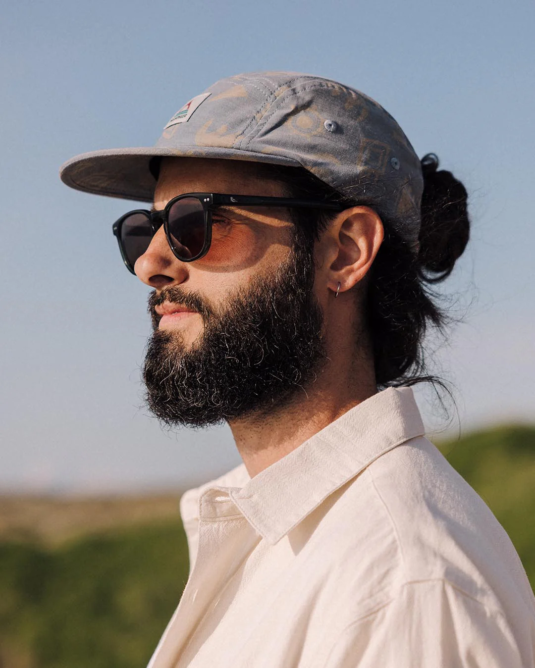 Azara Organic 5 Panel Cap - Abstract Dark Denim