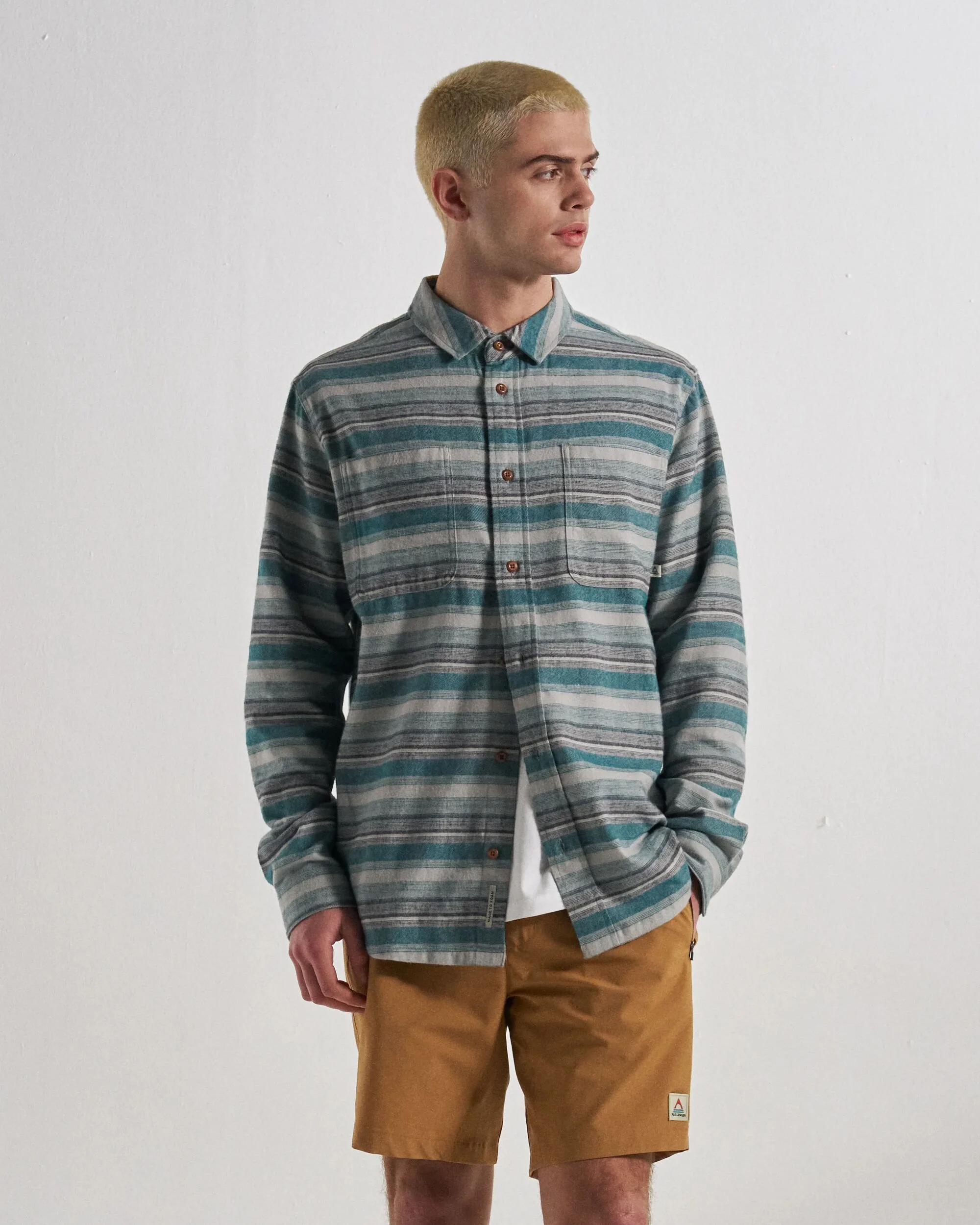Backcountry Stripe Light Shirt - Grey Marl/Mediterranean Stripe