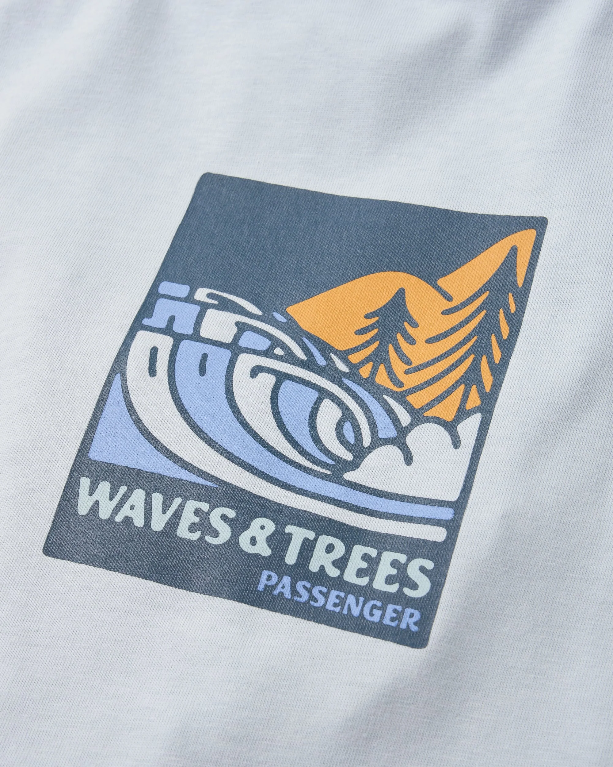 Waves & Trees Organic Cotton T-Shirt - Grey Blue - Image 4