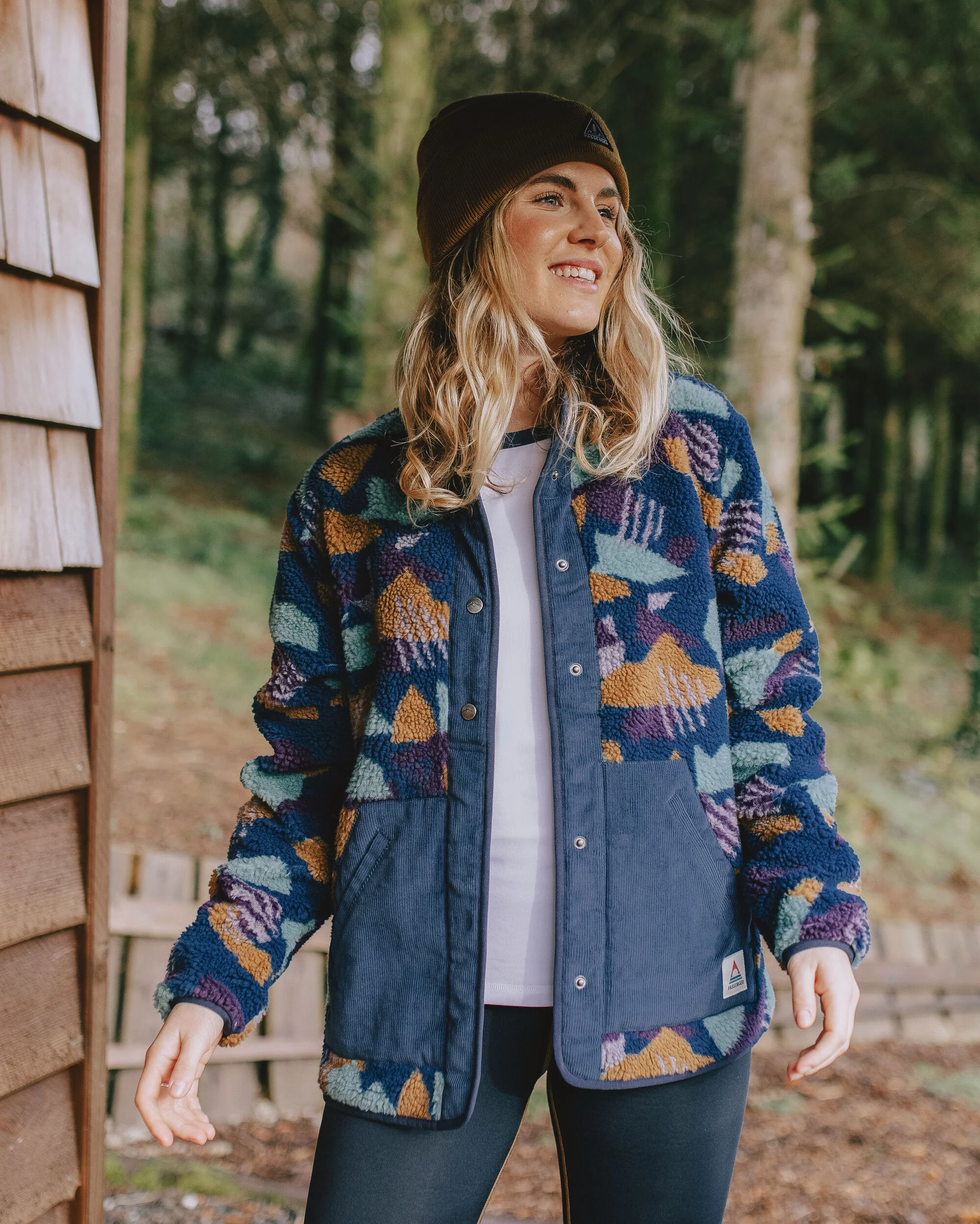 Clover Sherpa Fleece - Deep Blue Camo Pattern