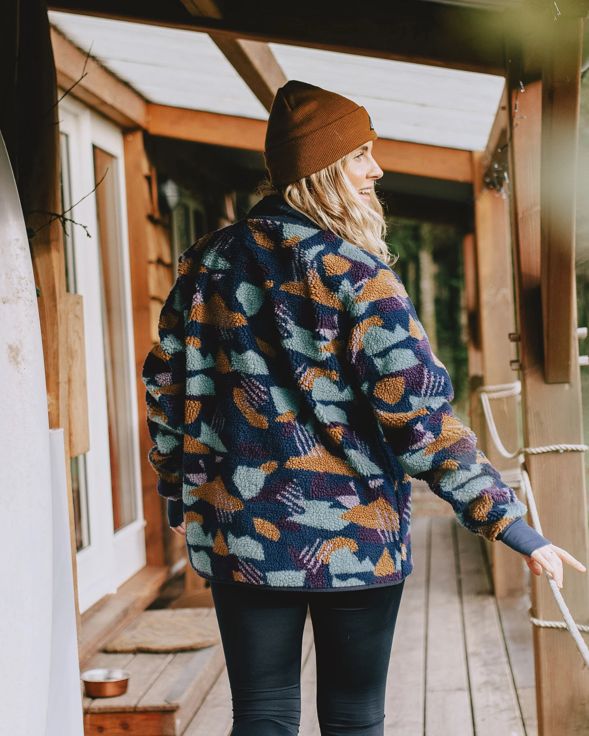 Clover Sherpa Fleece - Deep Blue Camo Pattern - Image 3