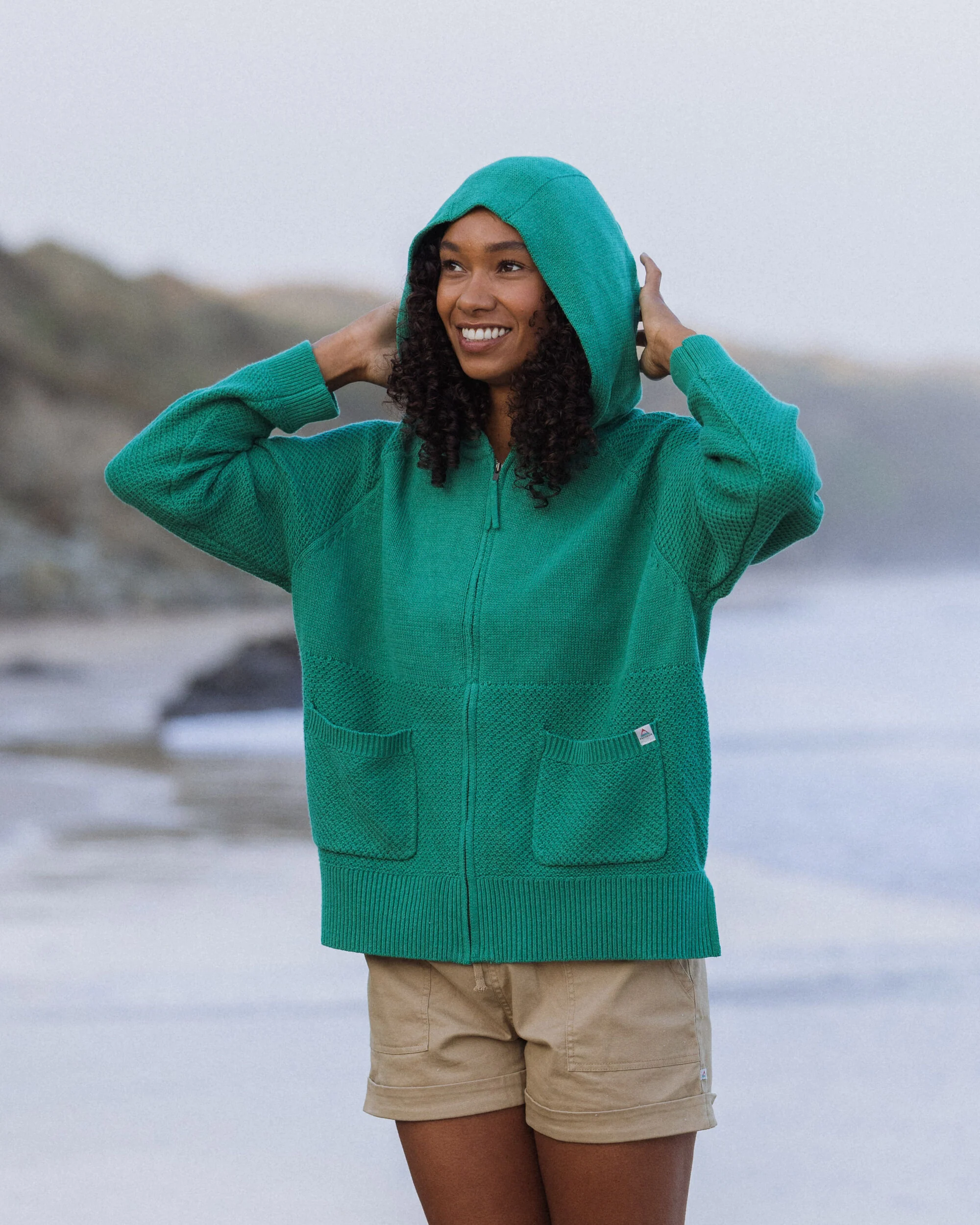 Cove Full Zip Knitted Hoodie - Greenlake - Image 5