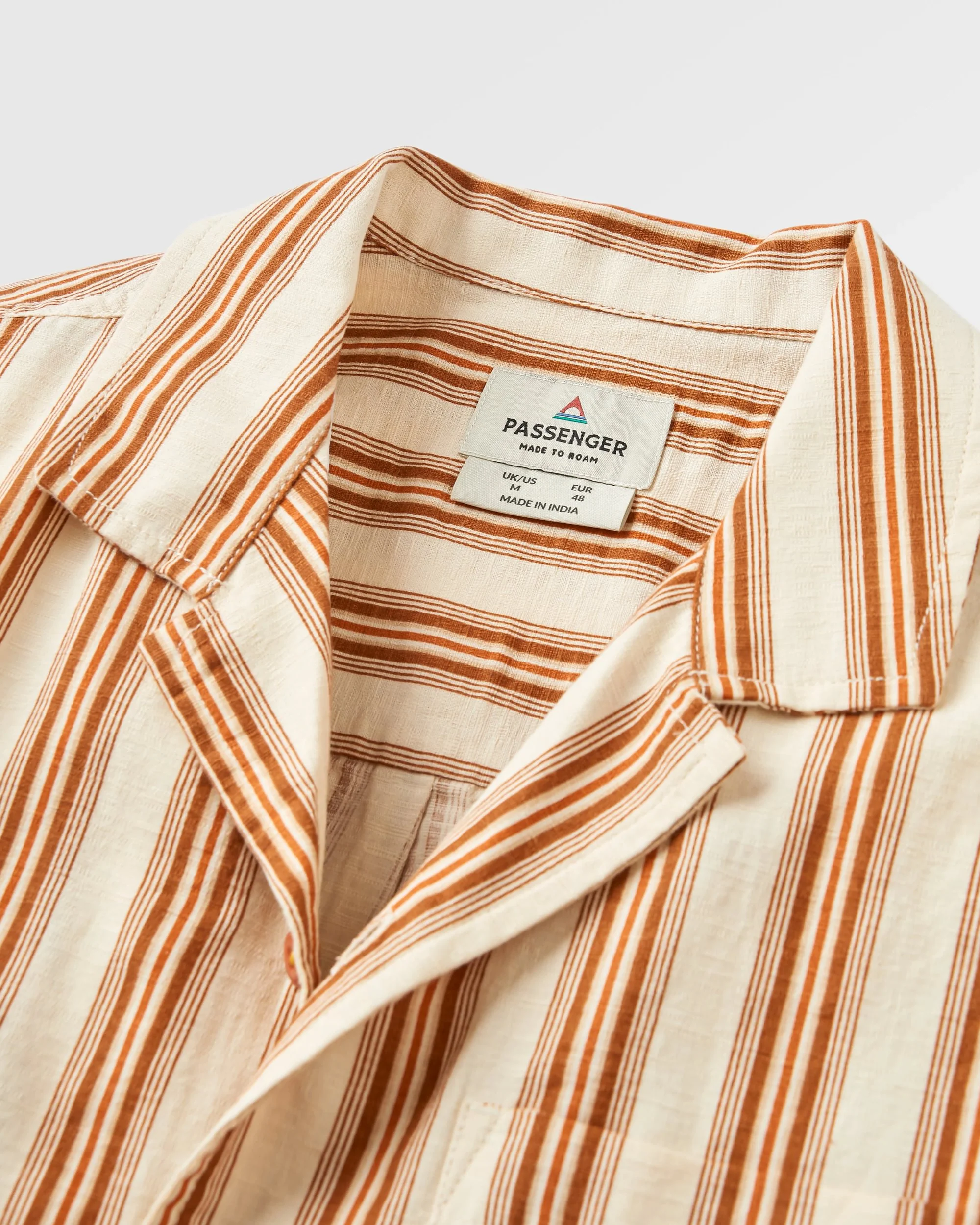 Cove Organic Cotton Textured Shirt - Sunset Orange Stripe - Image 5