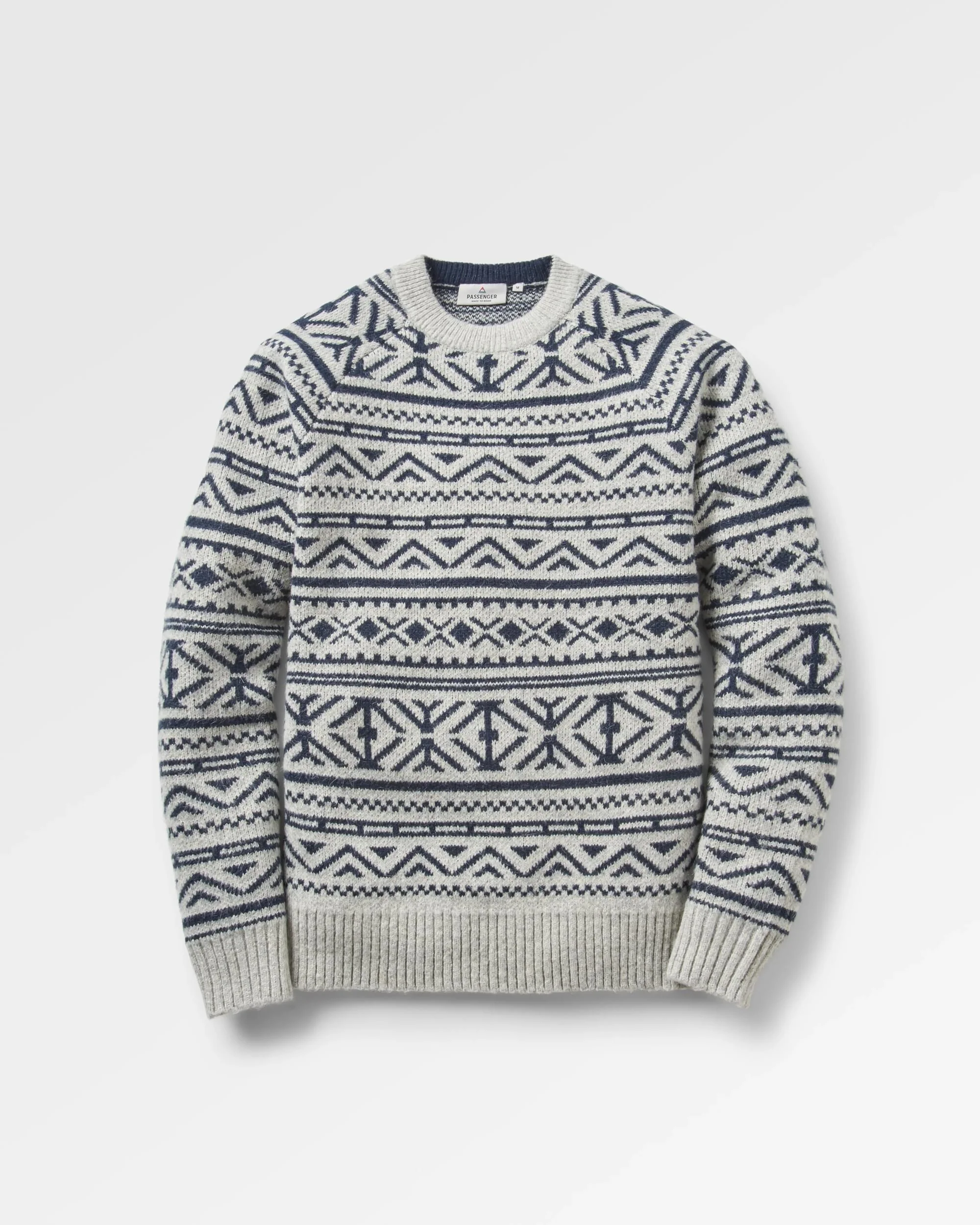 Cutback Fairisle Knitted Jumper - Grey Marl - Image 7