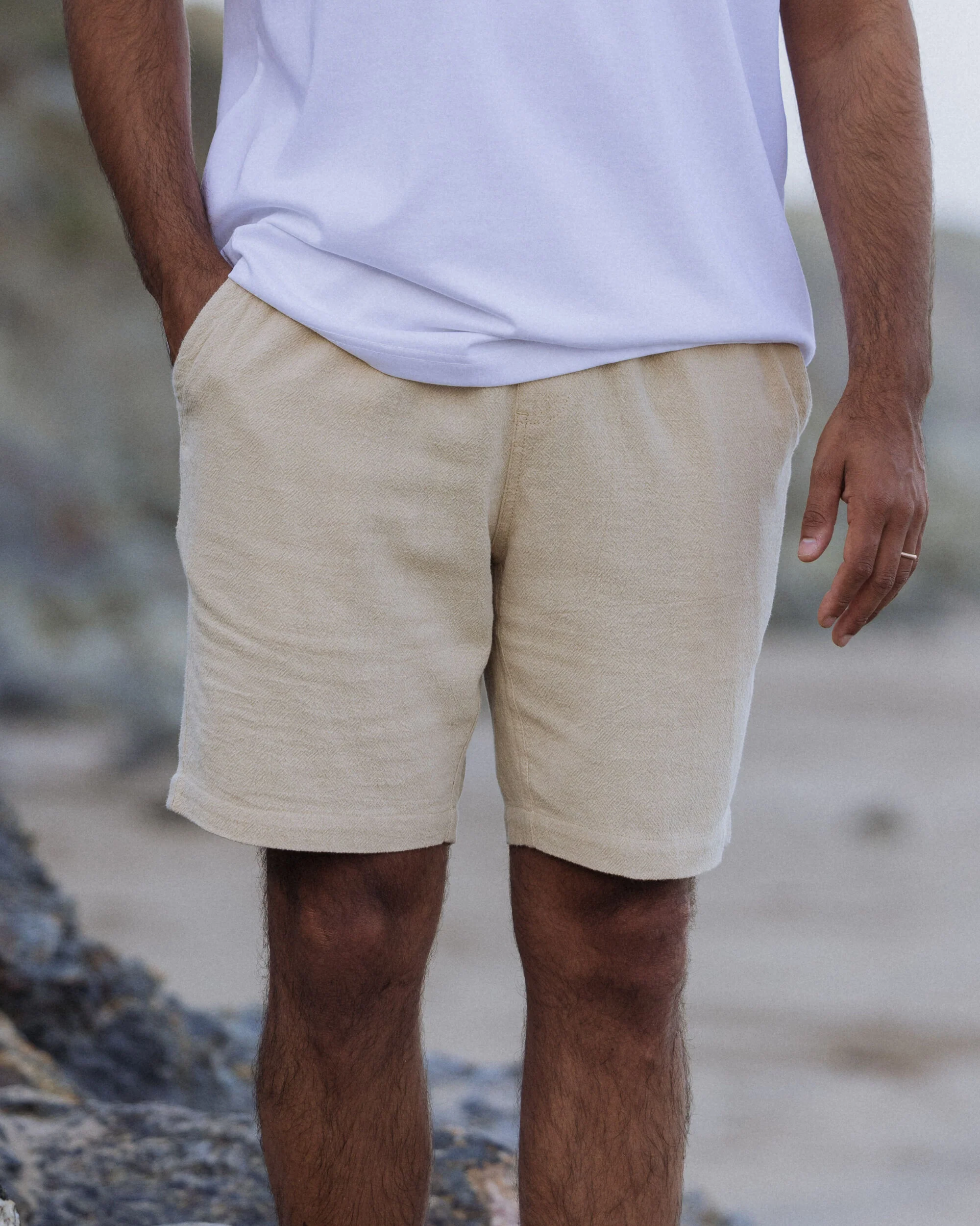 Drifter Cotton Linen Blend Short - Stone