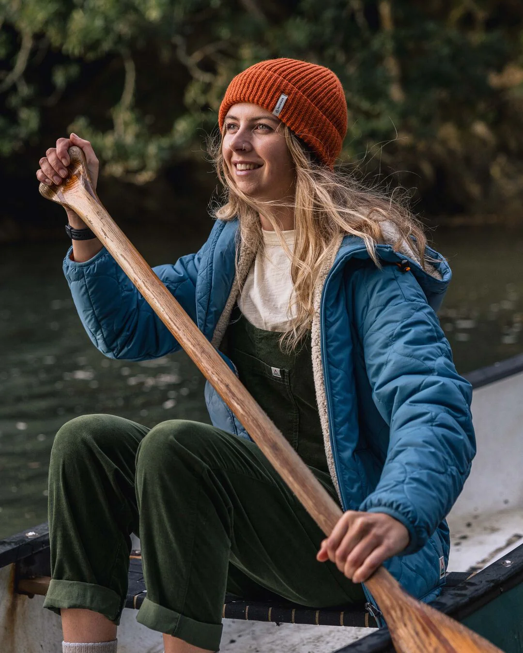 Earthy Sherpa Lined Insulated Jacket - Washed Blue