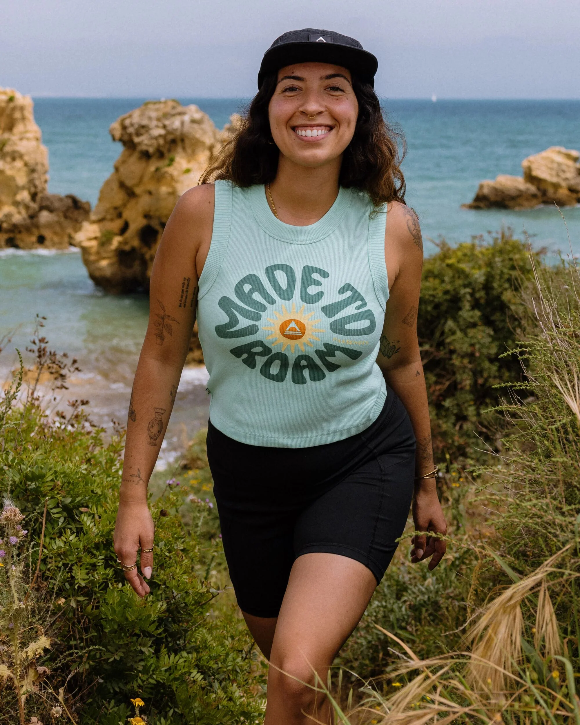 Easy Days Ribbed Graphic Vest - Aquamarine