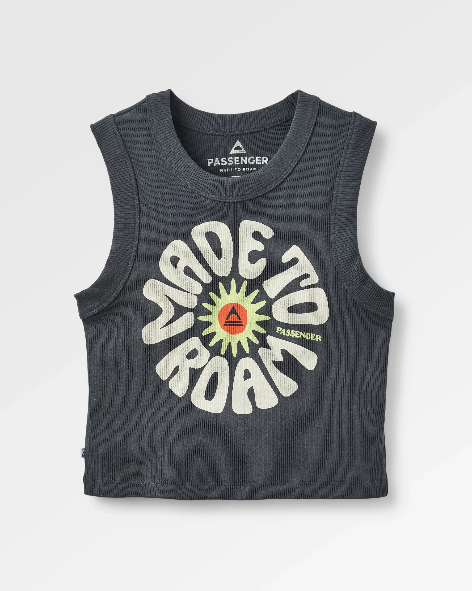 Easy Days Ribbed Graphic Cropped Vest - Black