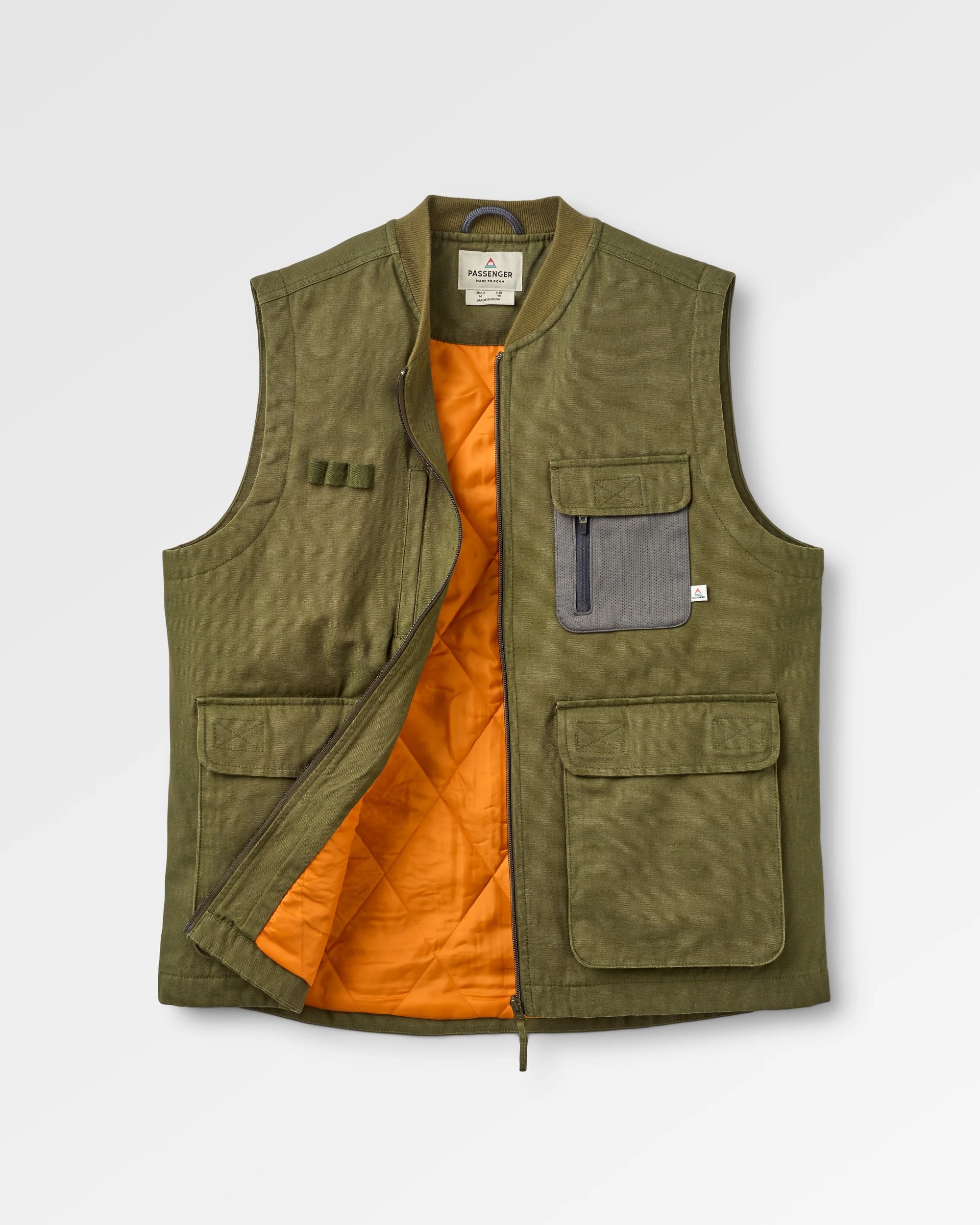 Explorers Organic Cotton Canvas Gilet - Khaki - Image 2