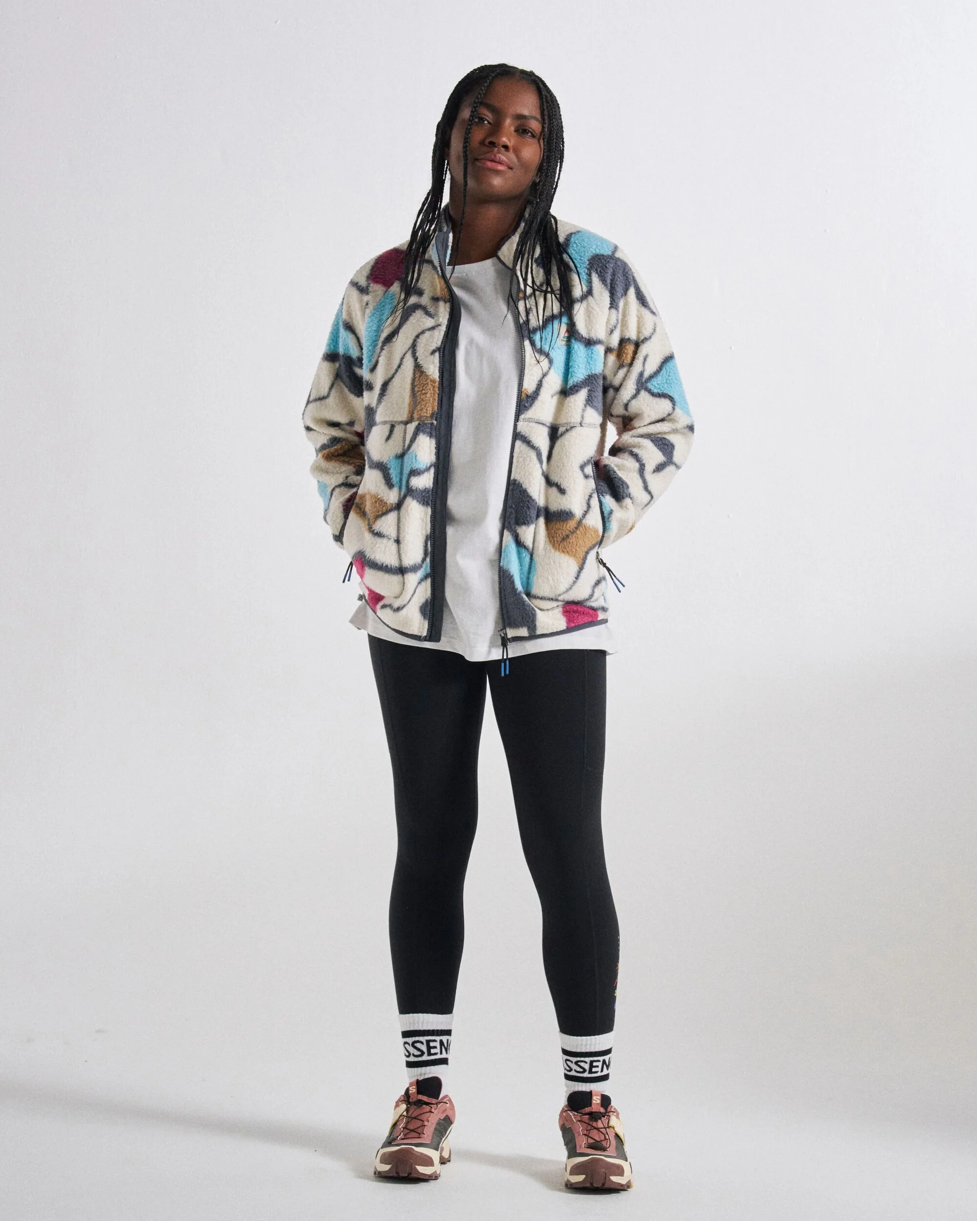 Fairbanks Full Zip Sherpa Fleece - Abstract Trails Off White - Image 6