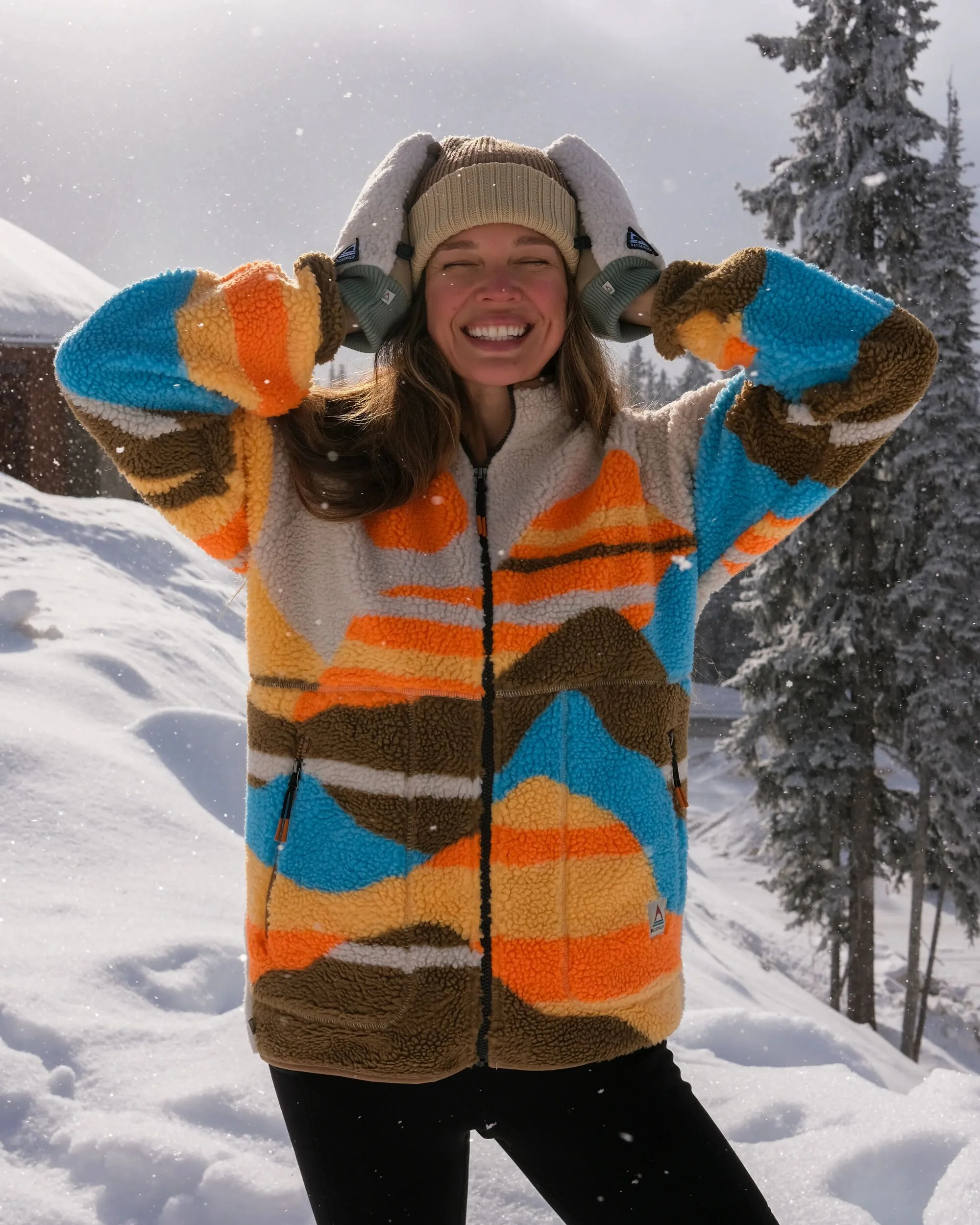 Fairbanks Full Zip Sherpa Fleece - Mountain Sunset Multi