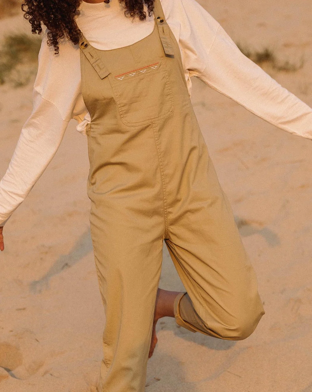 Faye Organic Cotton Dungarees - Biscuit - Image 6