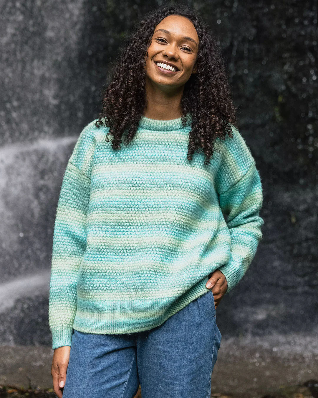 Fika Knitted Jumper - Sea Blue Dip