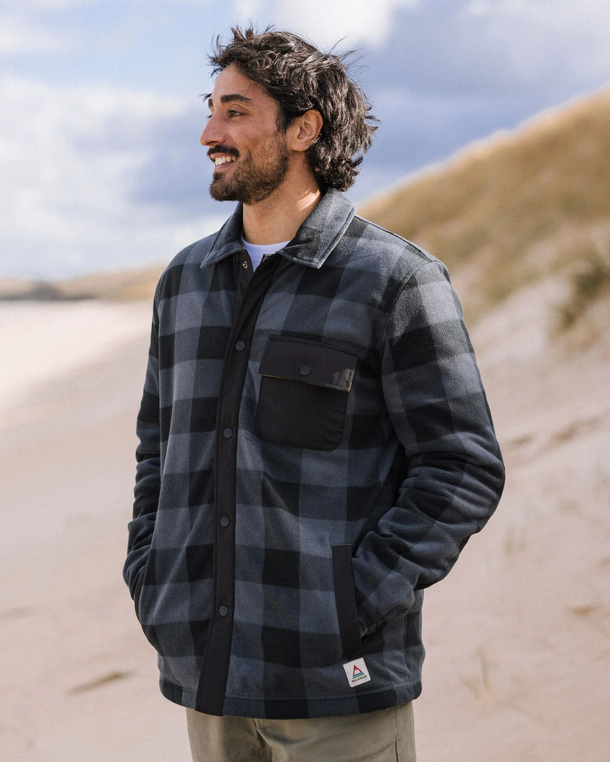 Firelight Sherpa Lined Overshirt - Storm Grey Buffalo - Image 3