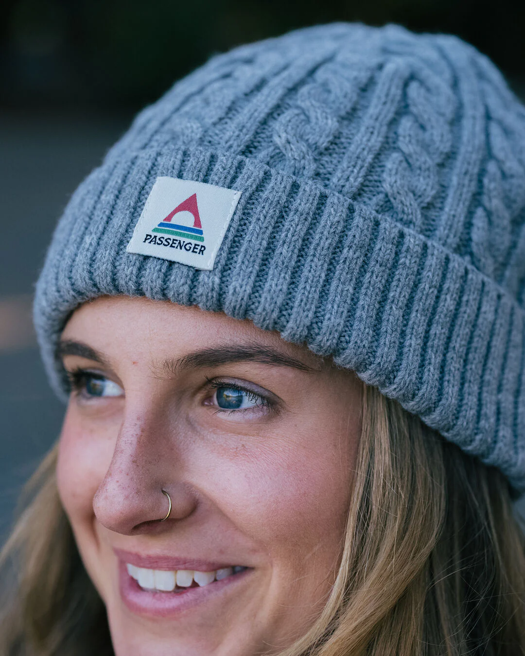 Fireside Cable Knit Beanie - Grey Marl - Image 2