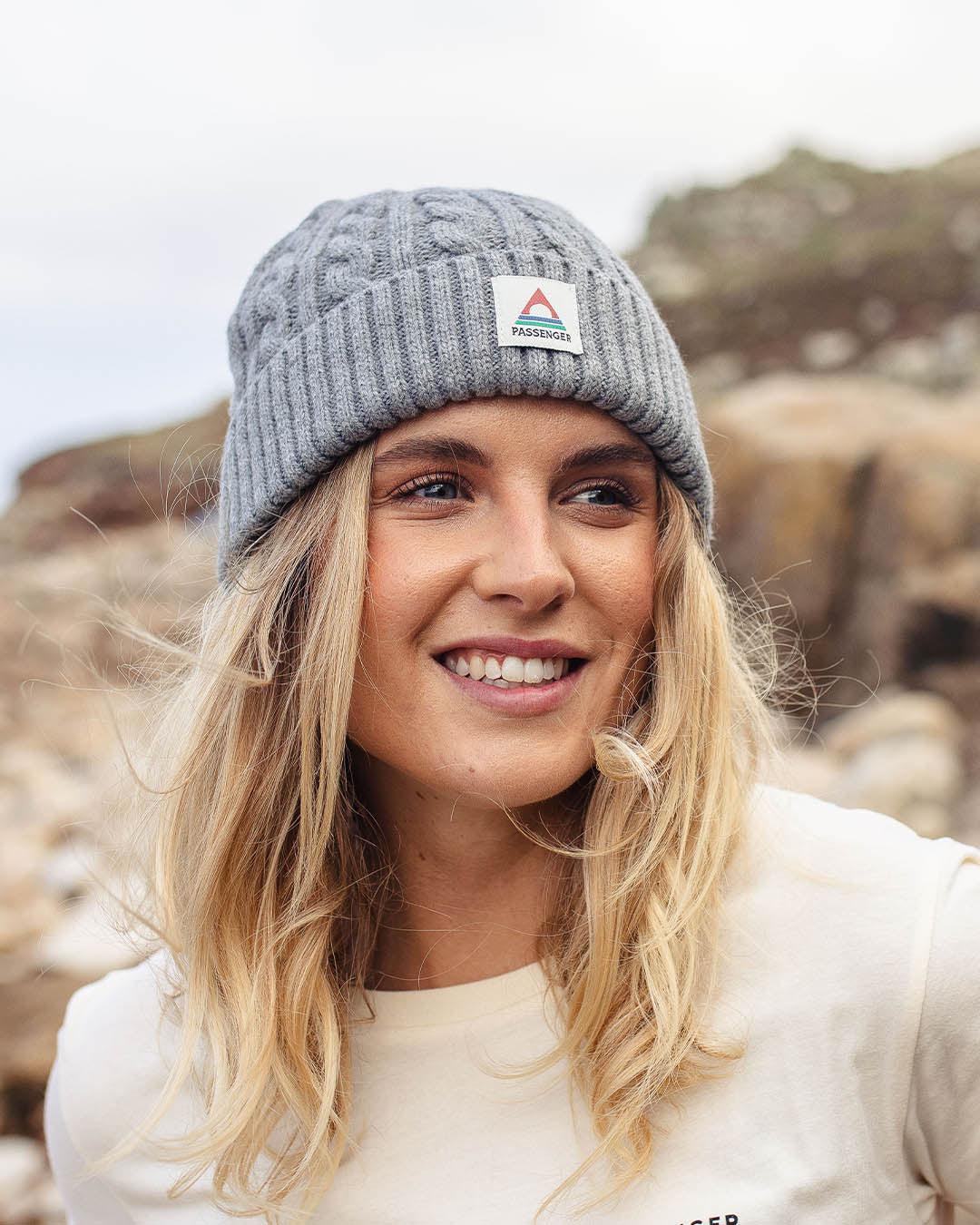 Fireside Cable Knit Beanie - Grey Marl - Image 5
