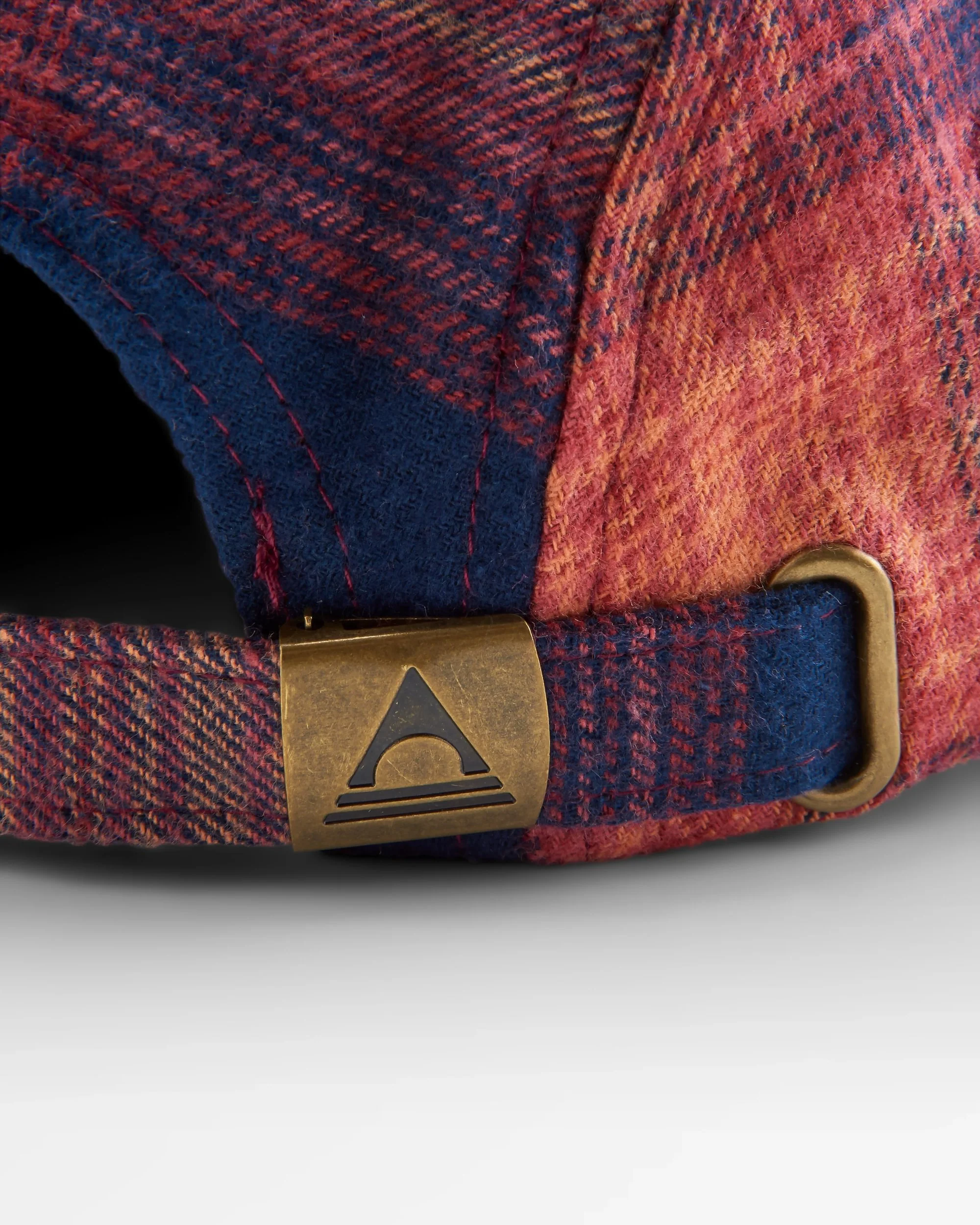 Fixie Flannel 5 Panel Cap - Rich Navy/ Red Ochre Check - Image 8