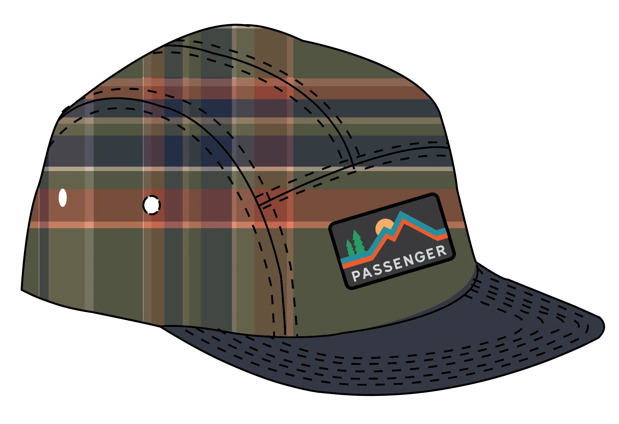 Fixie Flannel 5 Panel Cap - Khaki Check - Image 7