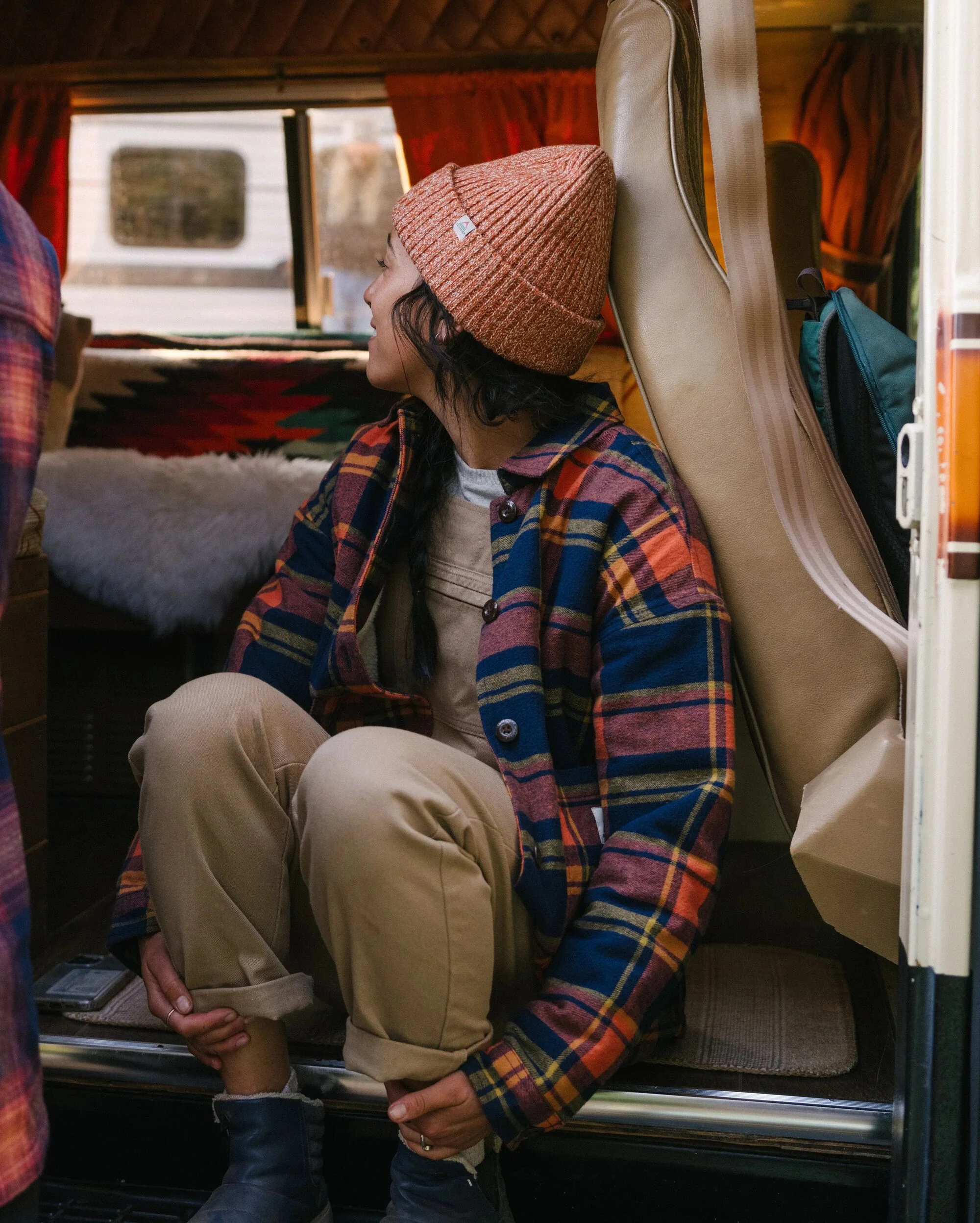 Flint Organic Cotton Overshirt - Rich Navy/Burnt Orange - Image 2