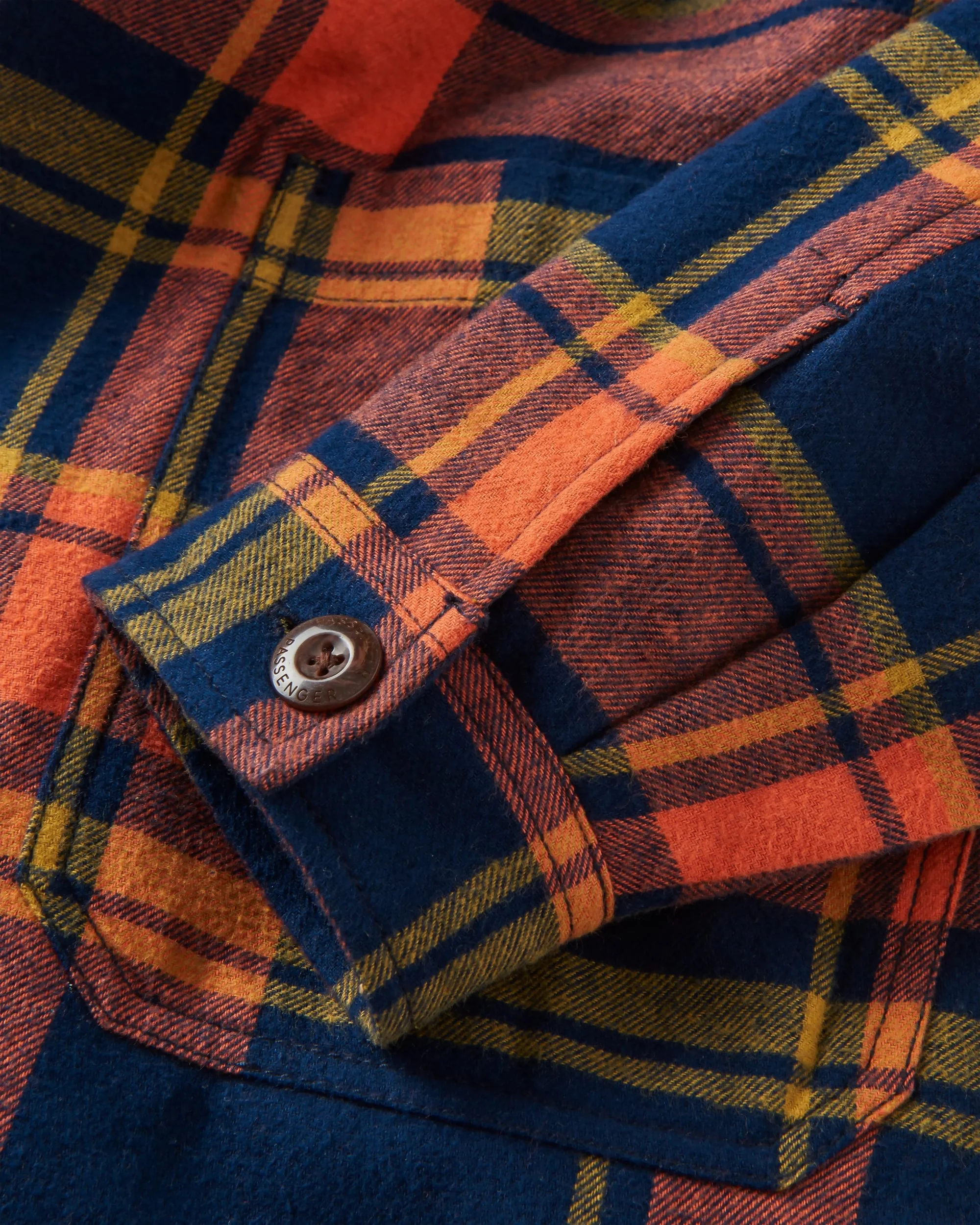 Flint Organic Cotton Overshirt - Rich Navy/Burnt Orange - Image 6