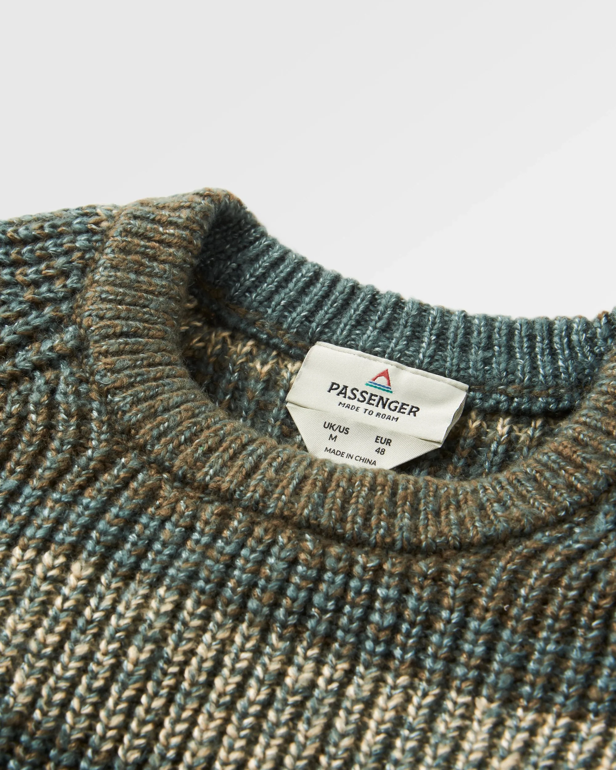 Fog Knitted Jumper - Dark Olive Multi Stripe - Image 3