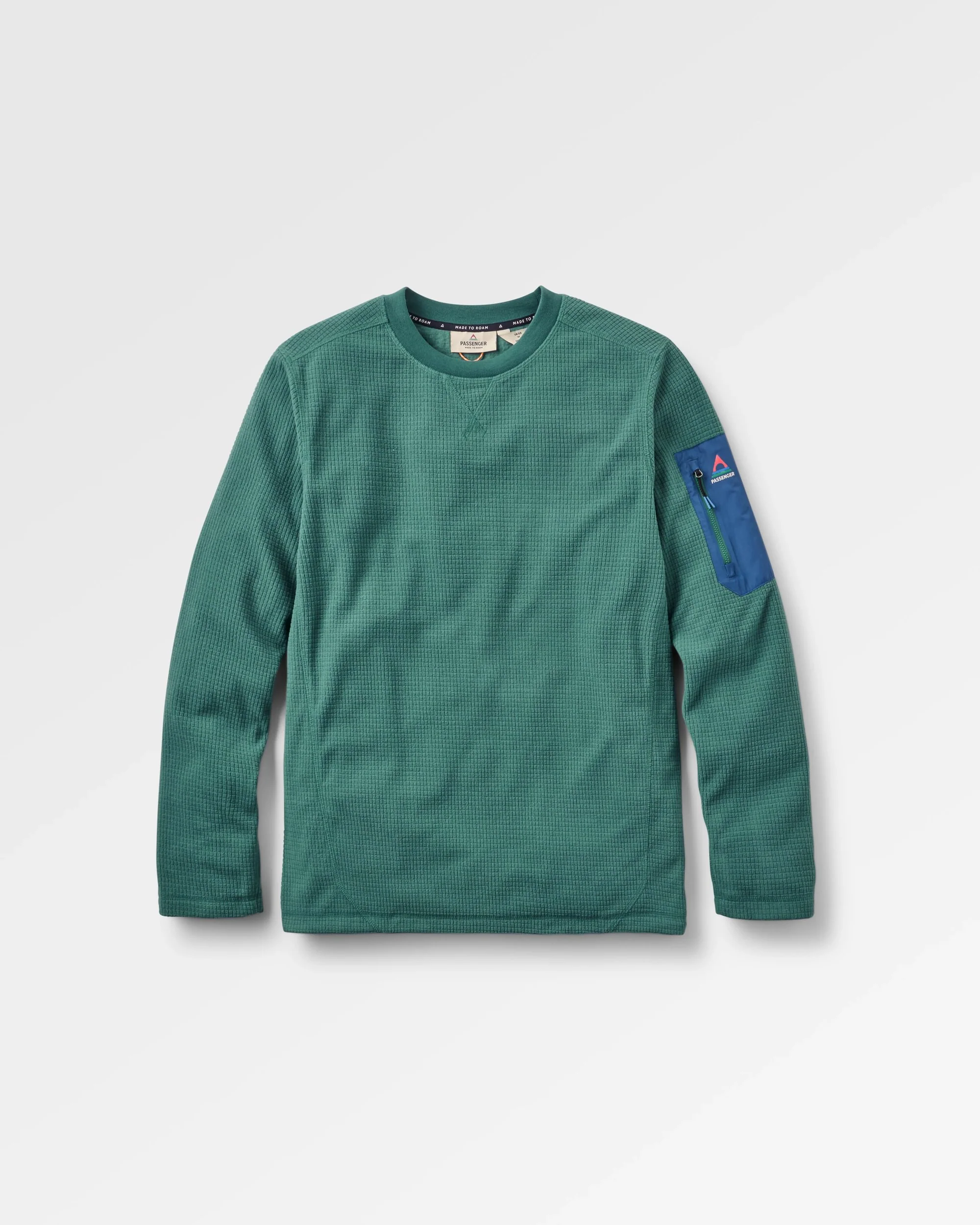 Forestscape Grid Fleece Crew - Deep Ocean