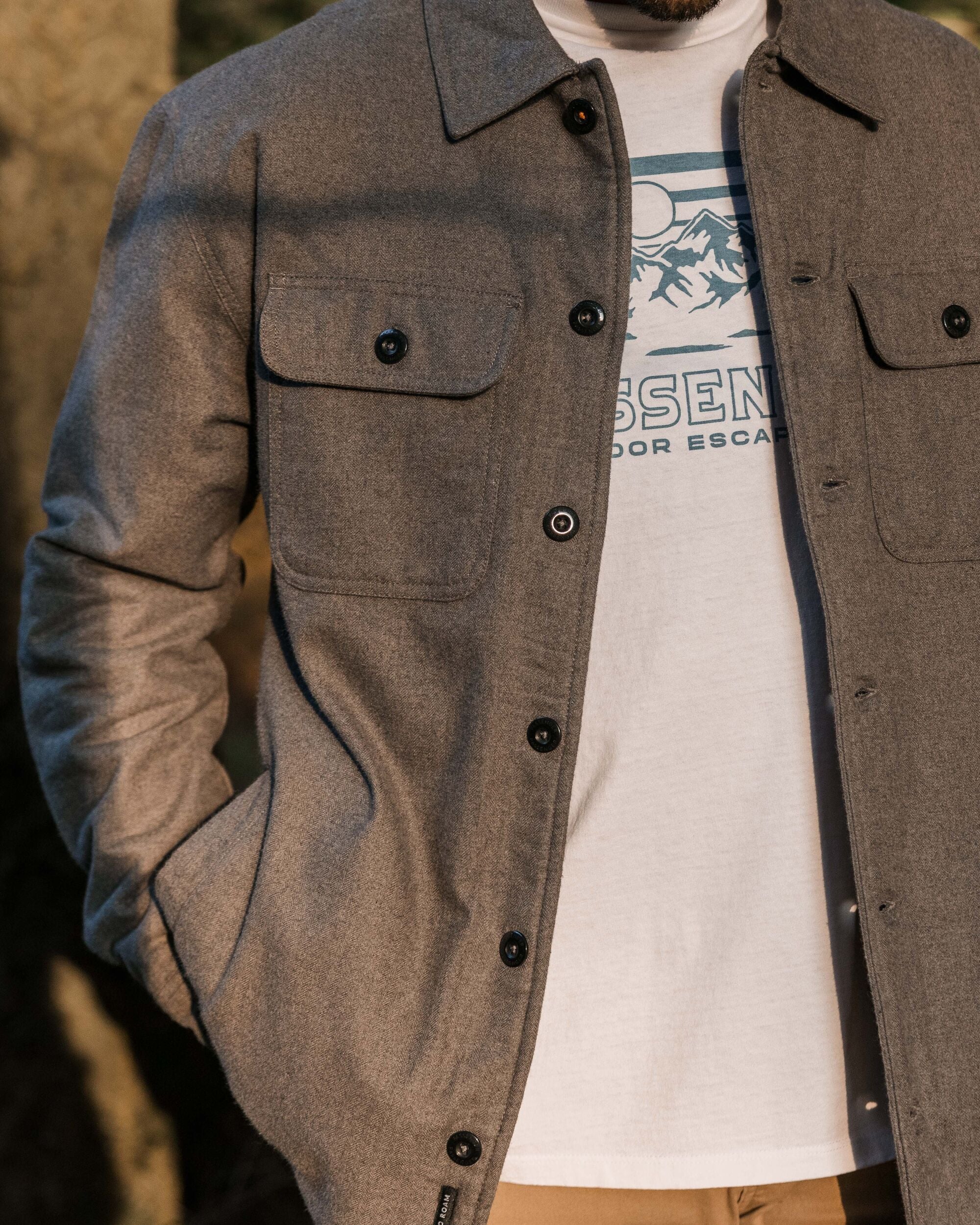 Freestyle Sherpa-Lined Overshirt - Grey Marl - Image 11