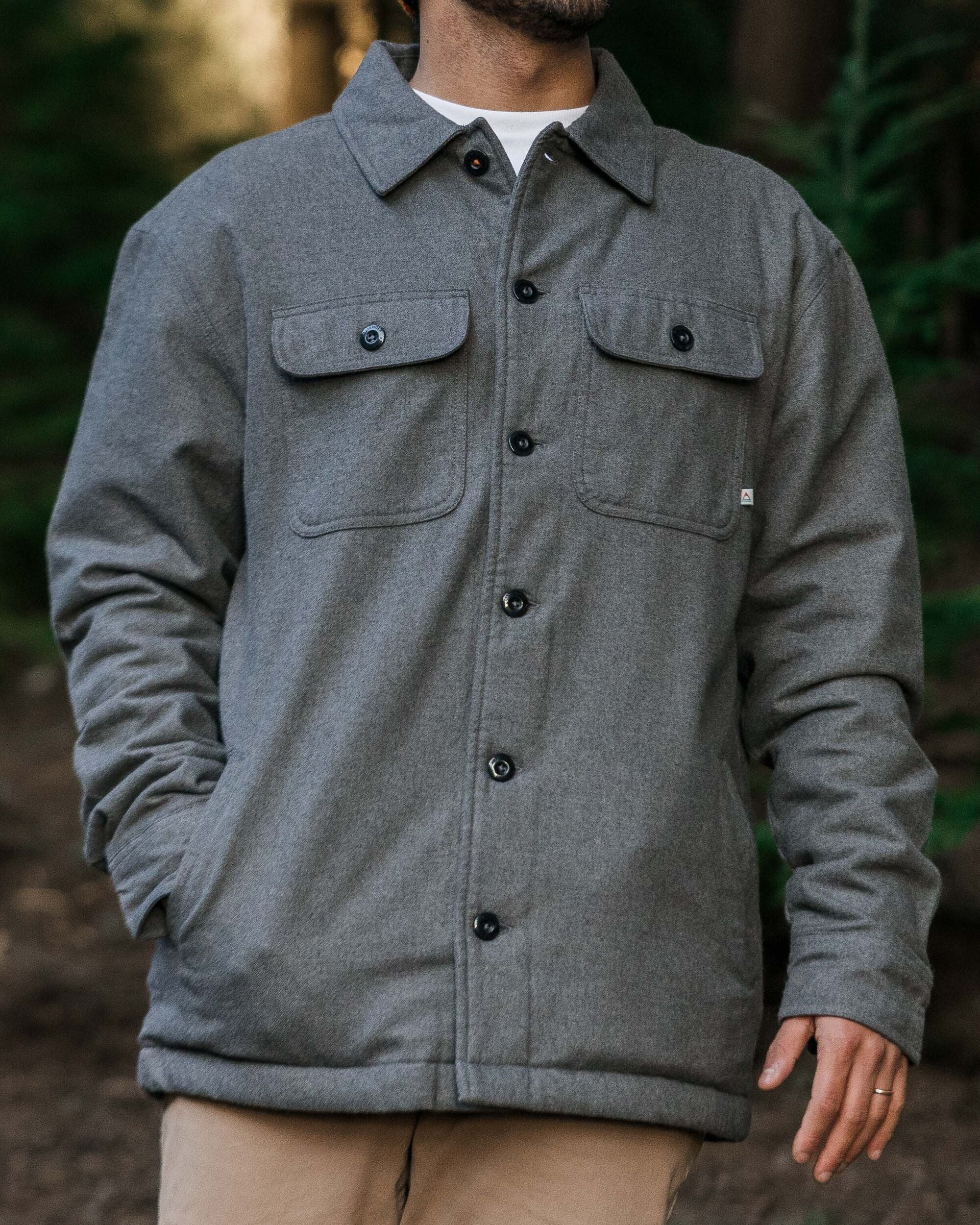 Freestyle Sherpa-Lined Overshirt - Grey Marl - Image 5