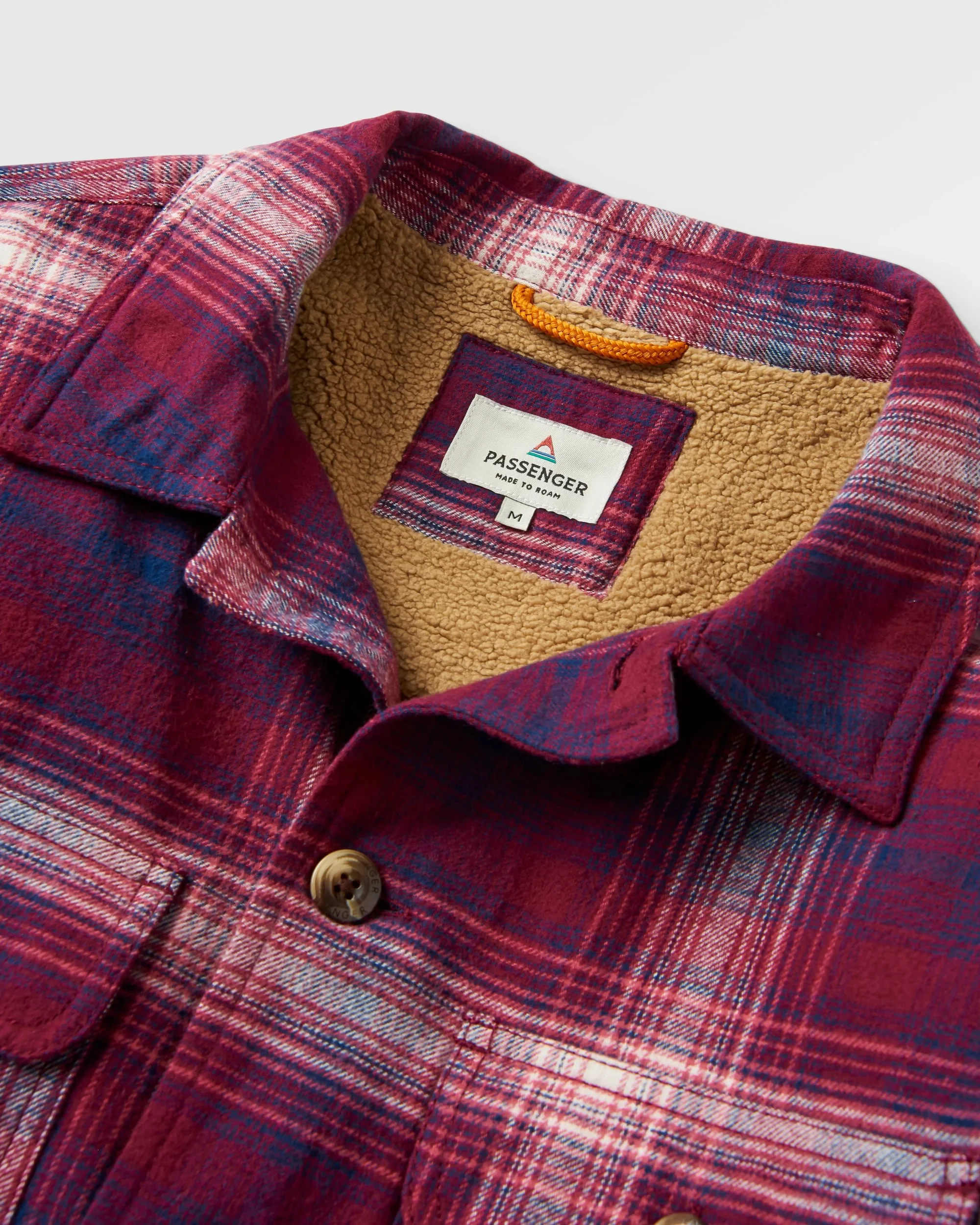 Freestyle Sherpa-Lined Overshirt - Wine/Rich Navy Check - Image 2