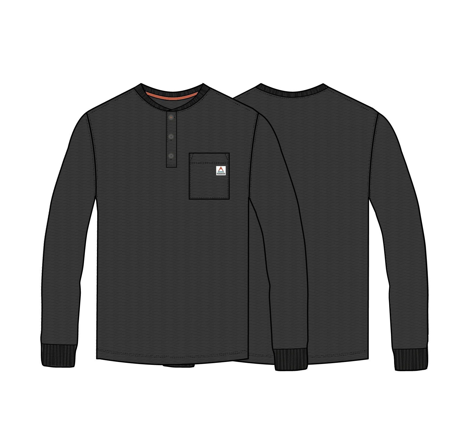 Headland LS Slub Henley - Faded Black - Image 8