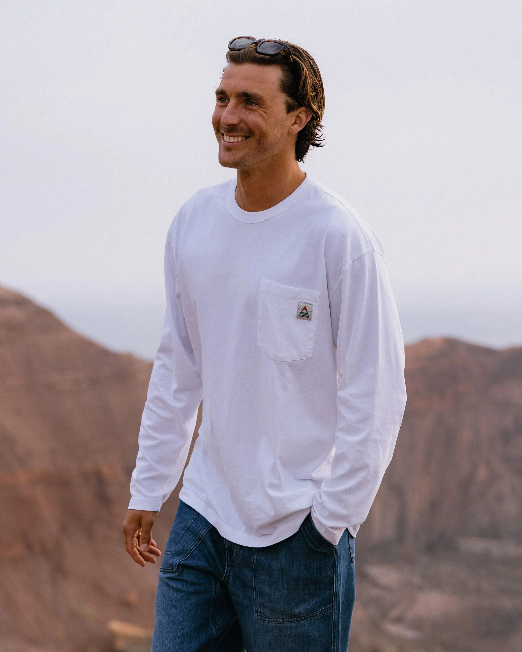 Heritage Organic Relaxed Fit LS T-Shirt - White - Image 4