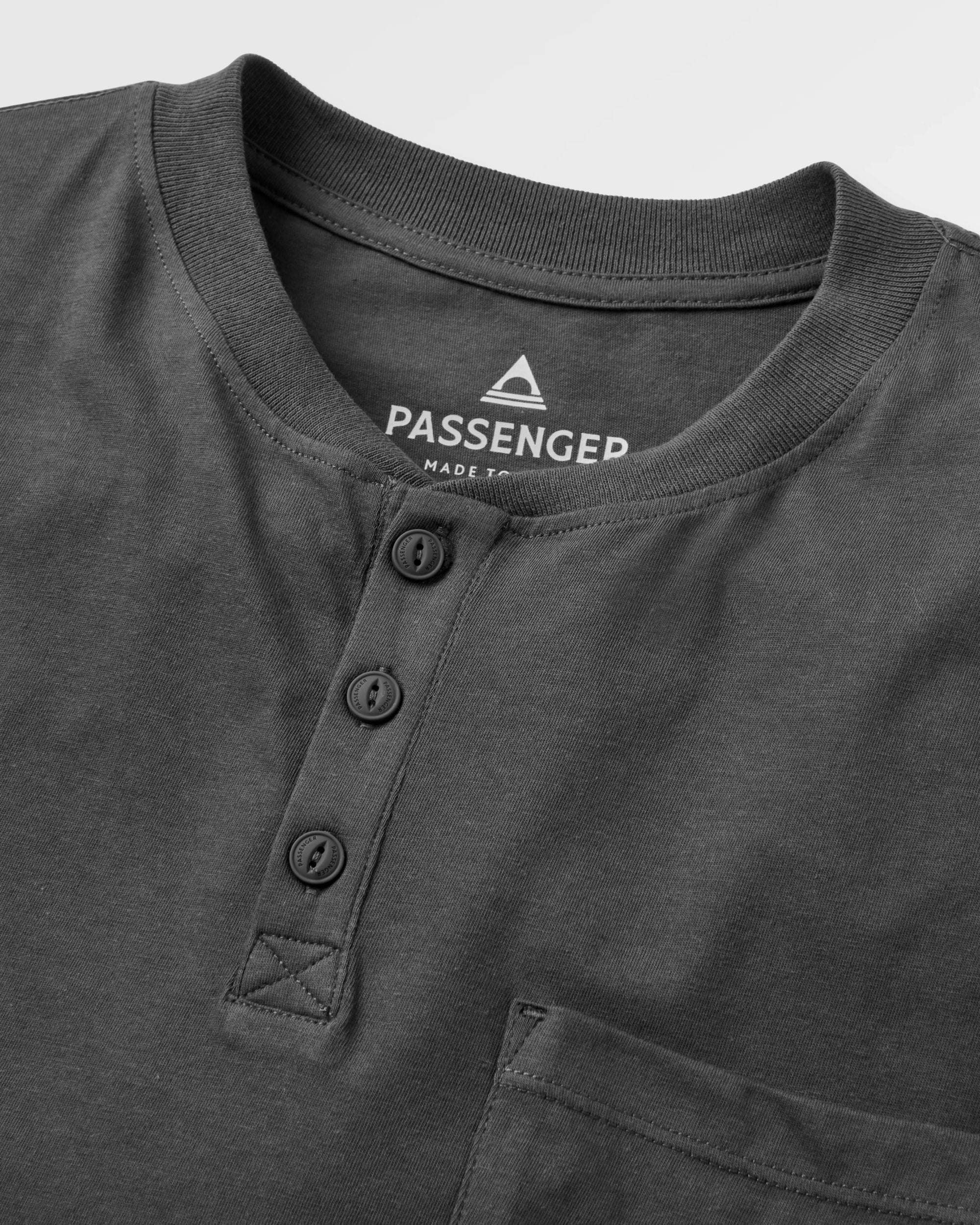 Heritage Relaxed Fit Henley T-Shirt - Faded Black - Image 4