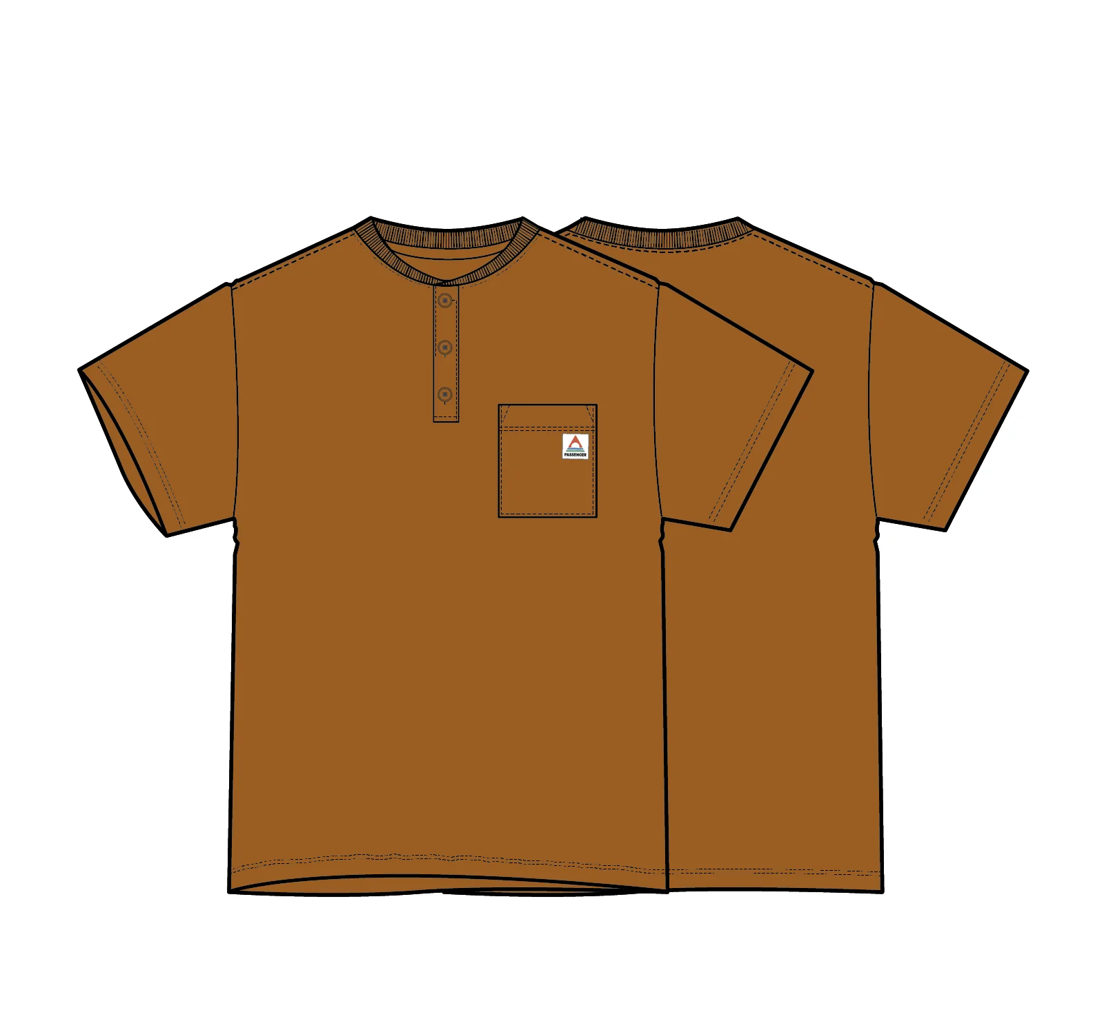 Heritage Relaxed Fit Henley T-Shirt - Retro Orange - Image 6