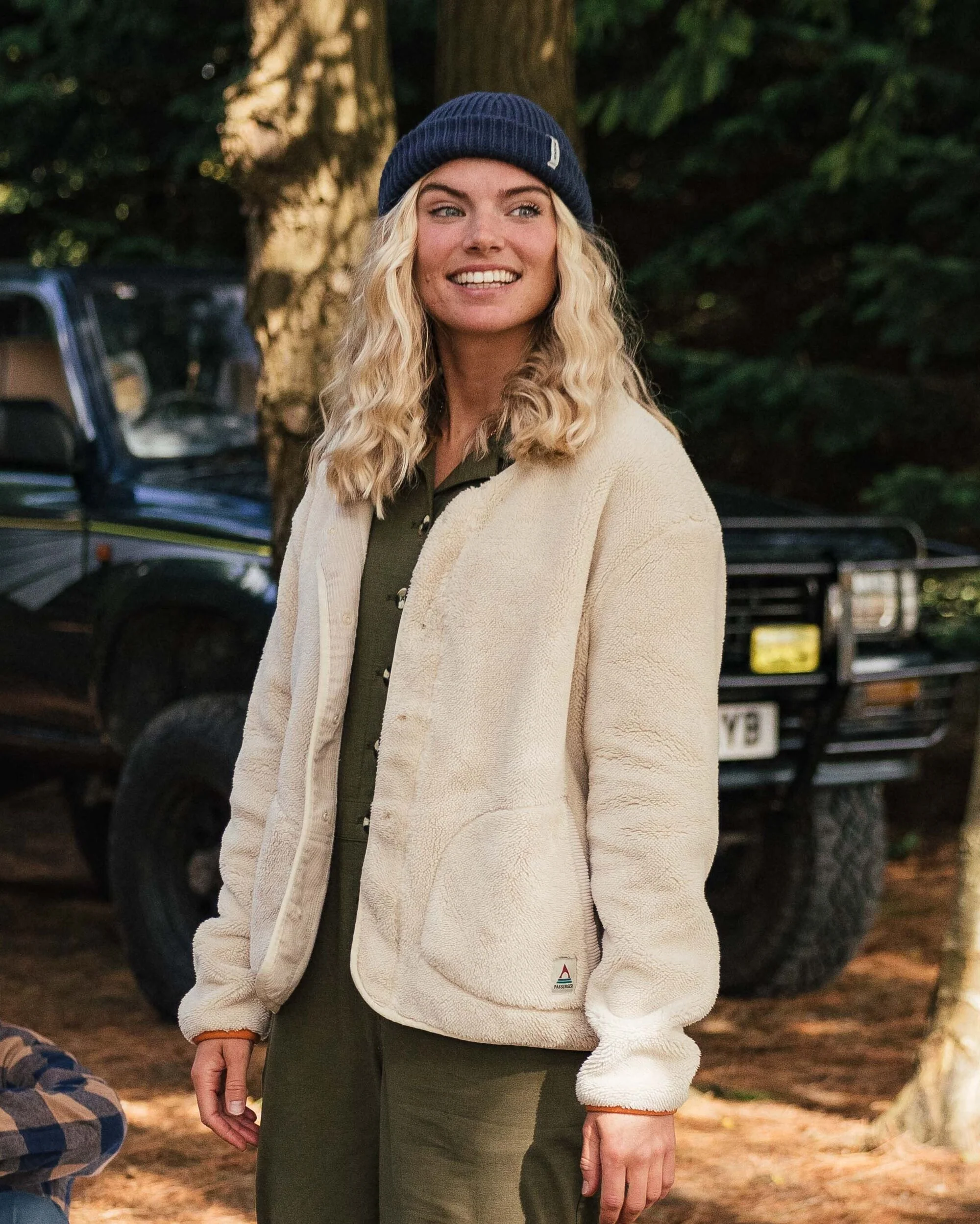Iris Collarless Fleece Jacket - Oatmeal - Image 4