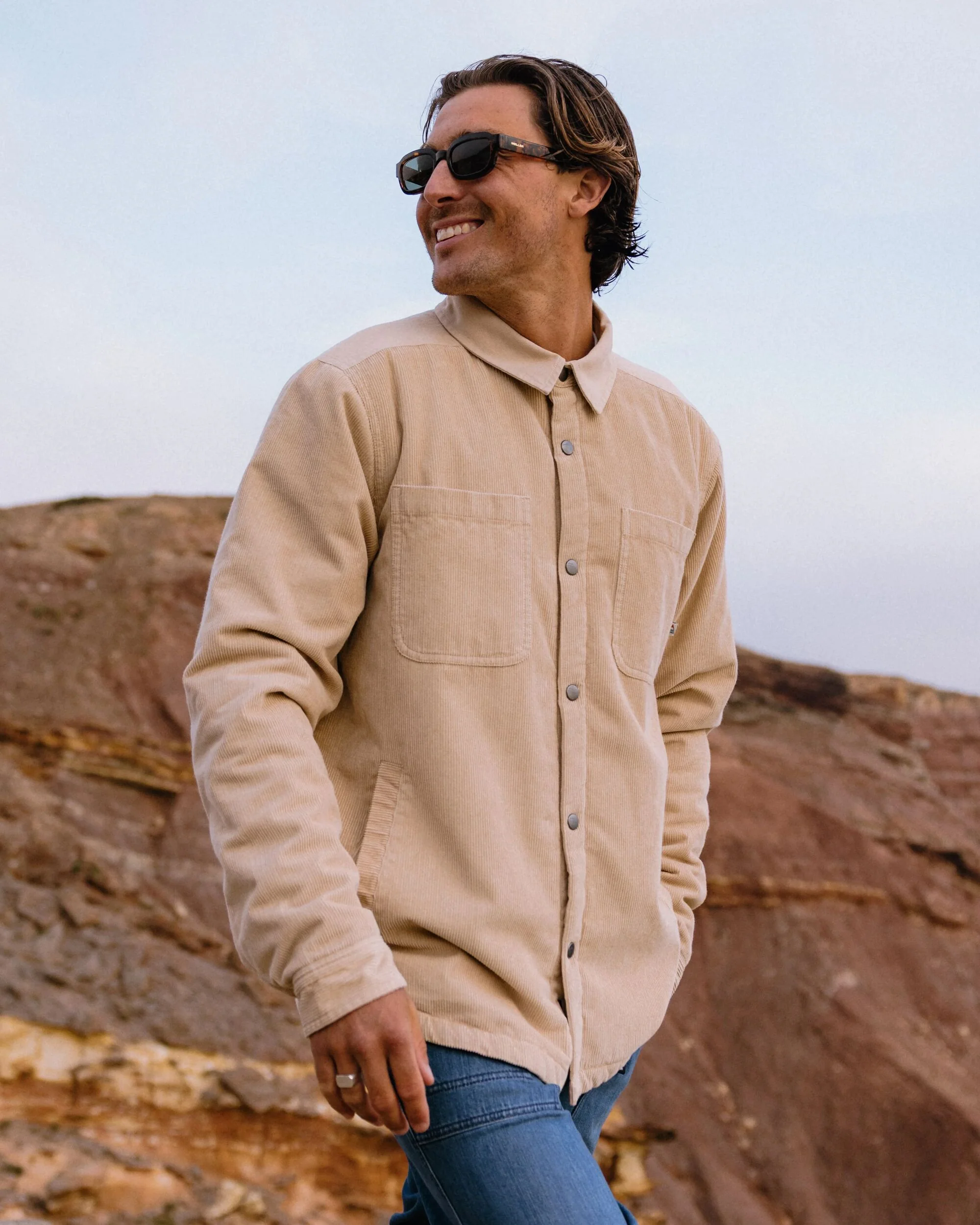 Kodiak Sherpa Lined Cord Overshirt - Stone - Image 4