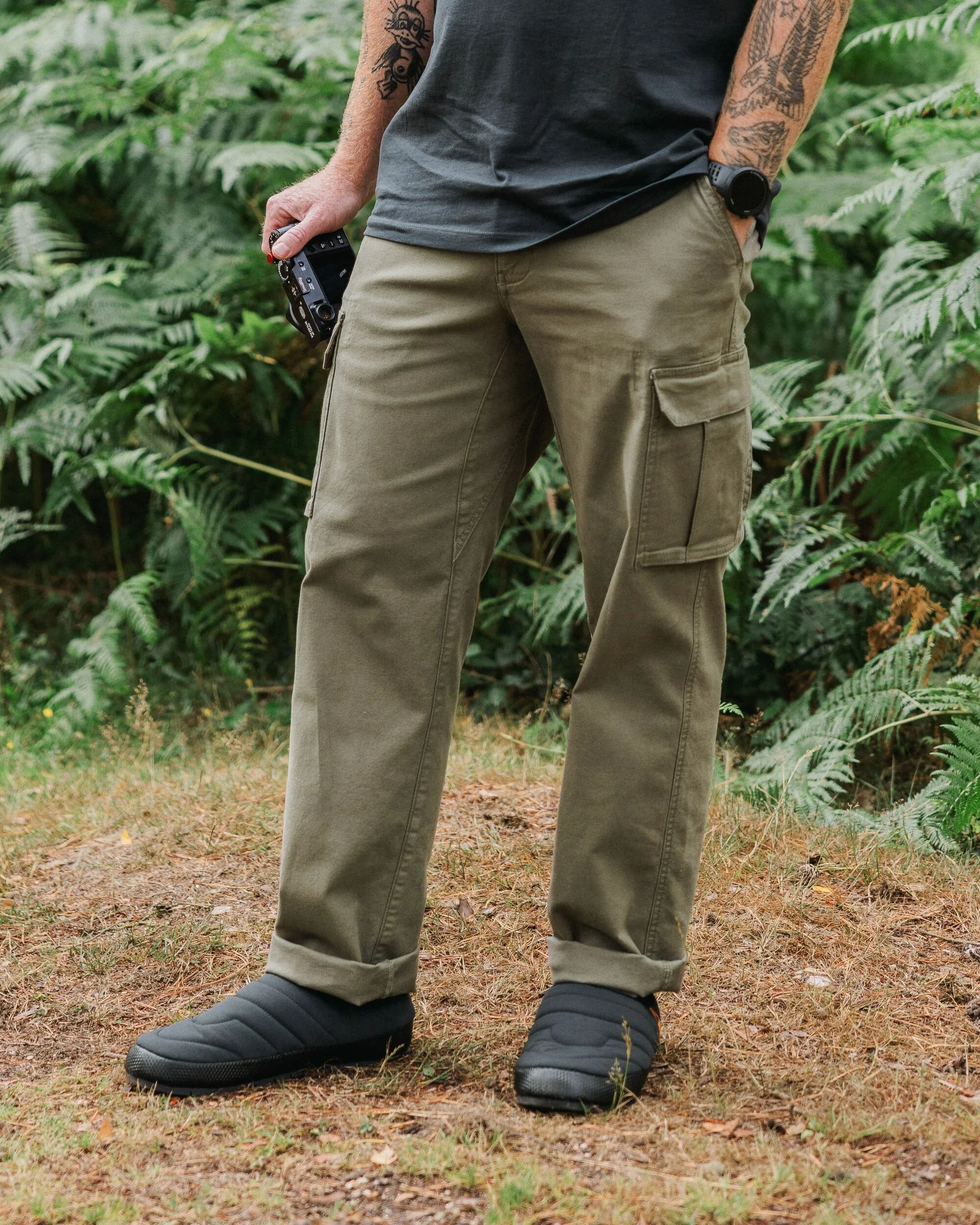 Lakeside Cargo Cotton Trouser - Dusty Olive