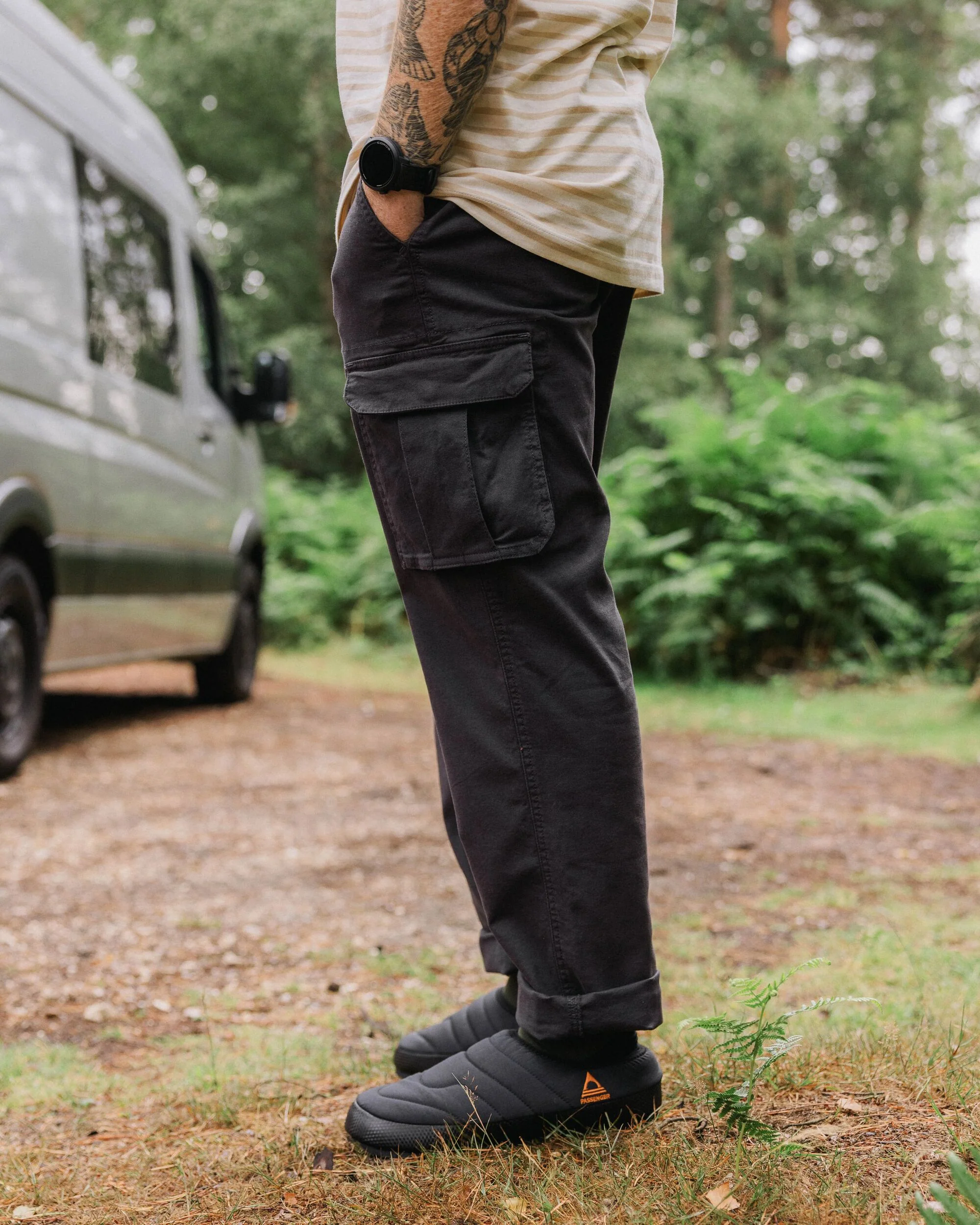 Lakeside Cargo Cotton Trouser - Faded Black