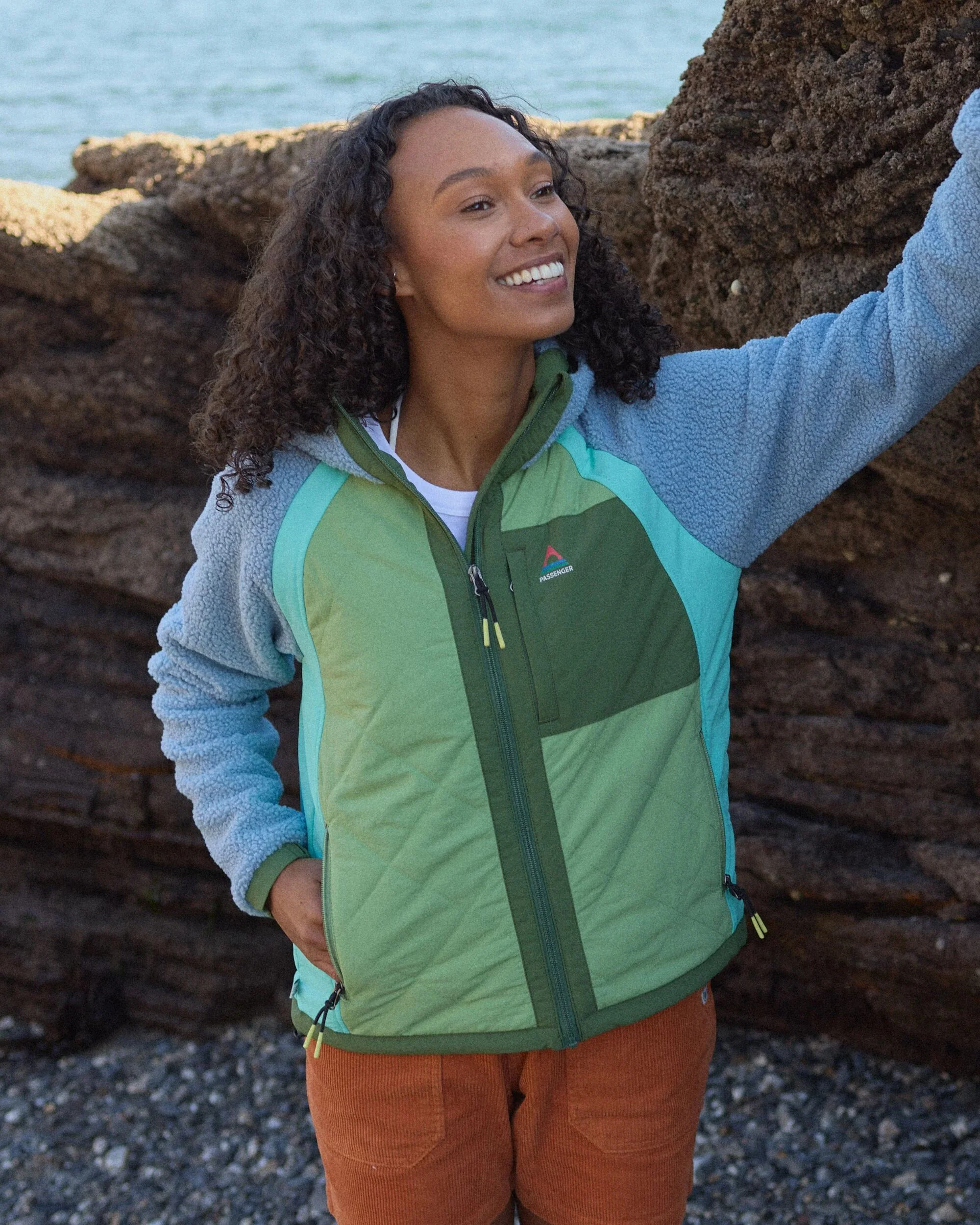 Lara Quilted Jacket - Faded Denim/Stem Green