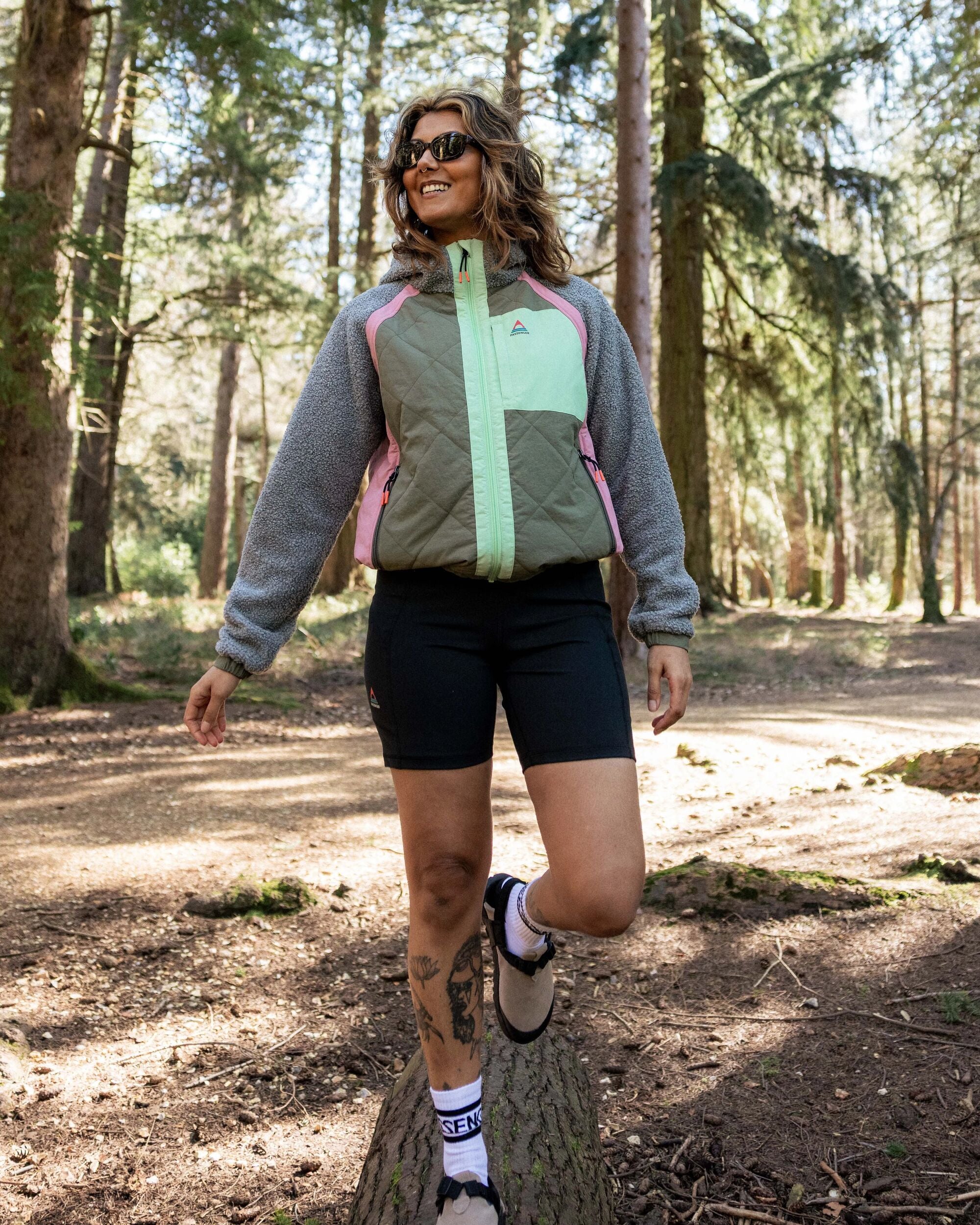 Lara Quilted Jacket - Grey Marl/Dusty Olive