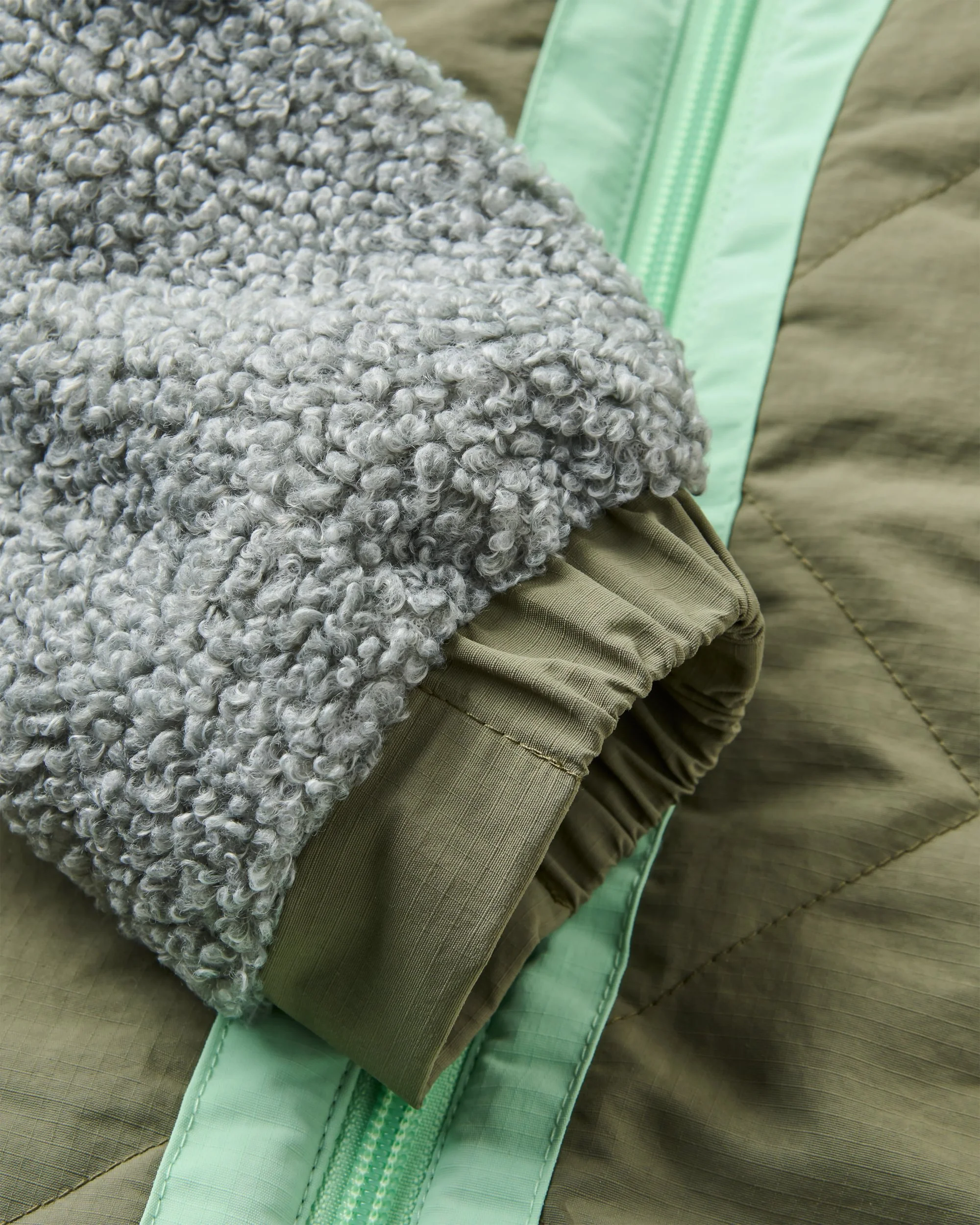 Lara Quilted Jacket - Grey Marl/Dusty Olive - Image 12
