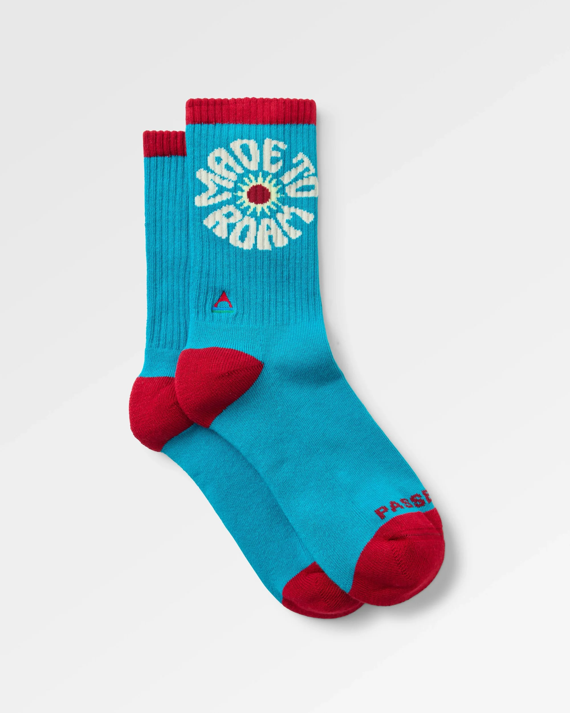 Made to Roam Graphic Crew Socks - Ocean Teal