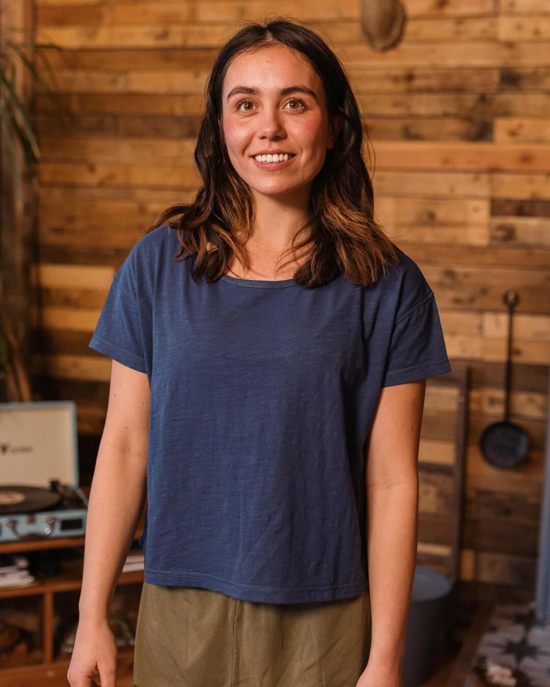 Magnolia Crochet Trim T-Shirt - Dark Denim - Image 3