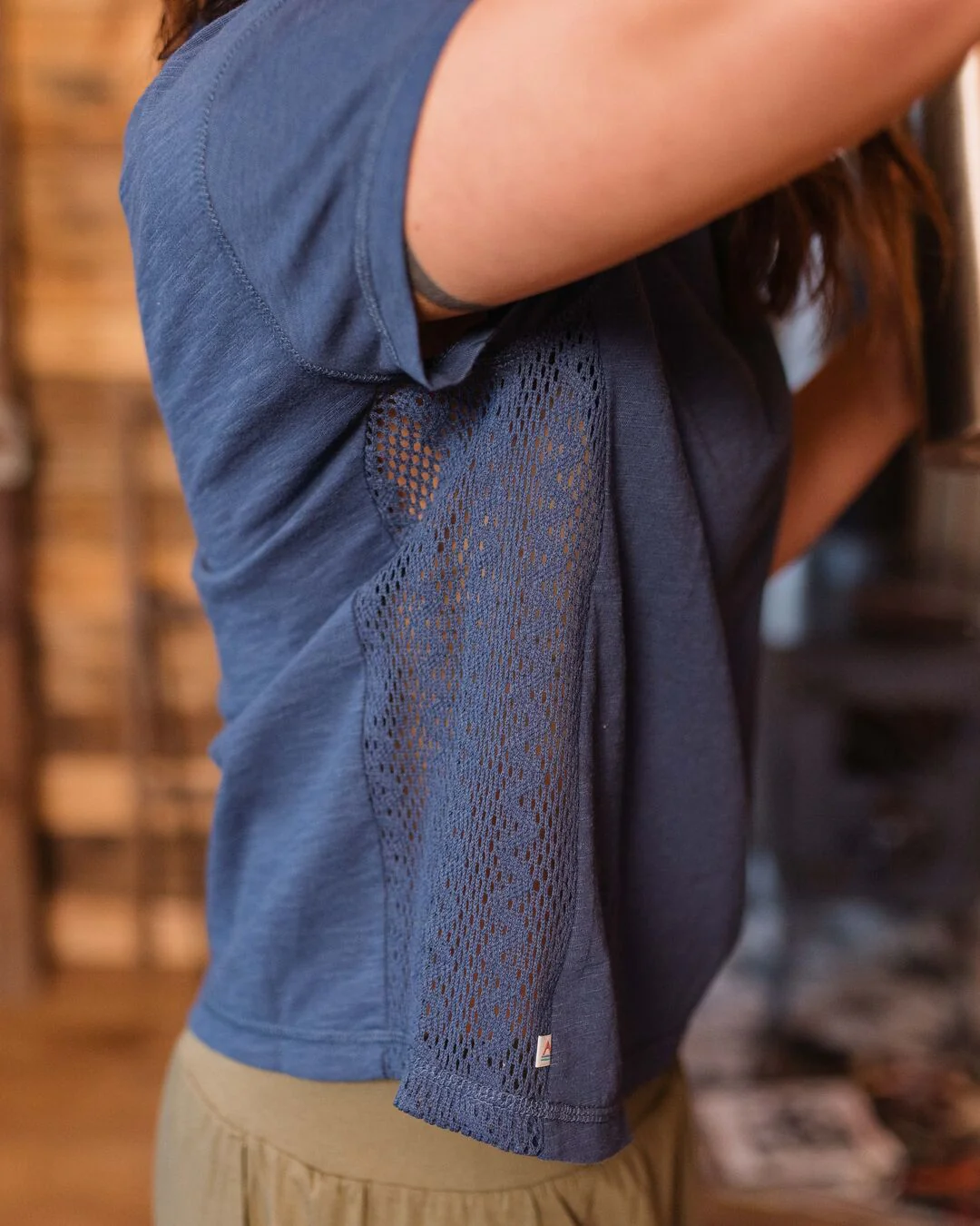 Magnolia Crochet Trim T-Shirt - Dark Denim - Image 4